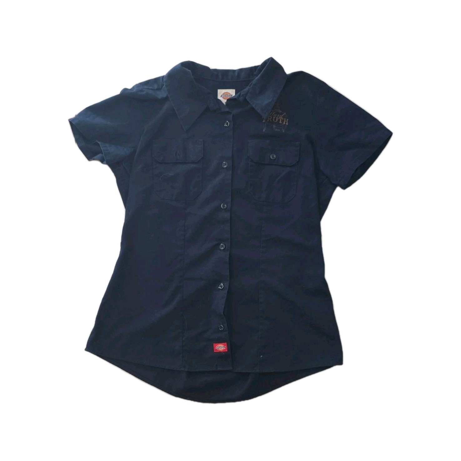 Dickies Hard Truth Distilling Co. Women\'s Navy Short Sleeve Work Shirt Size M Dickies Hard Truth Distilling Co. Women\'s Navy Short Sleeve Work Shirt Size M
