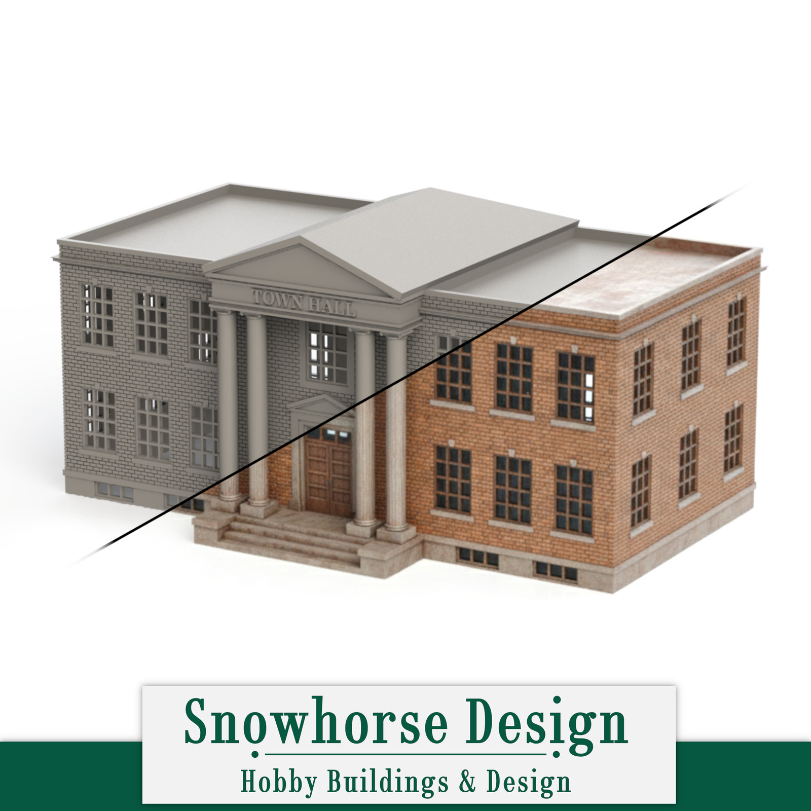 Town Hall (Unpainted) | Classic Main Street (HO/N Scales)