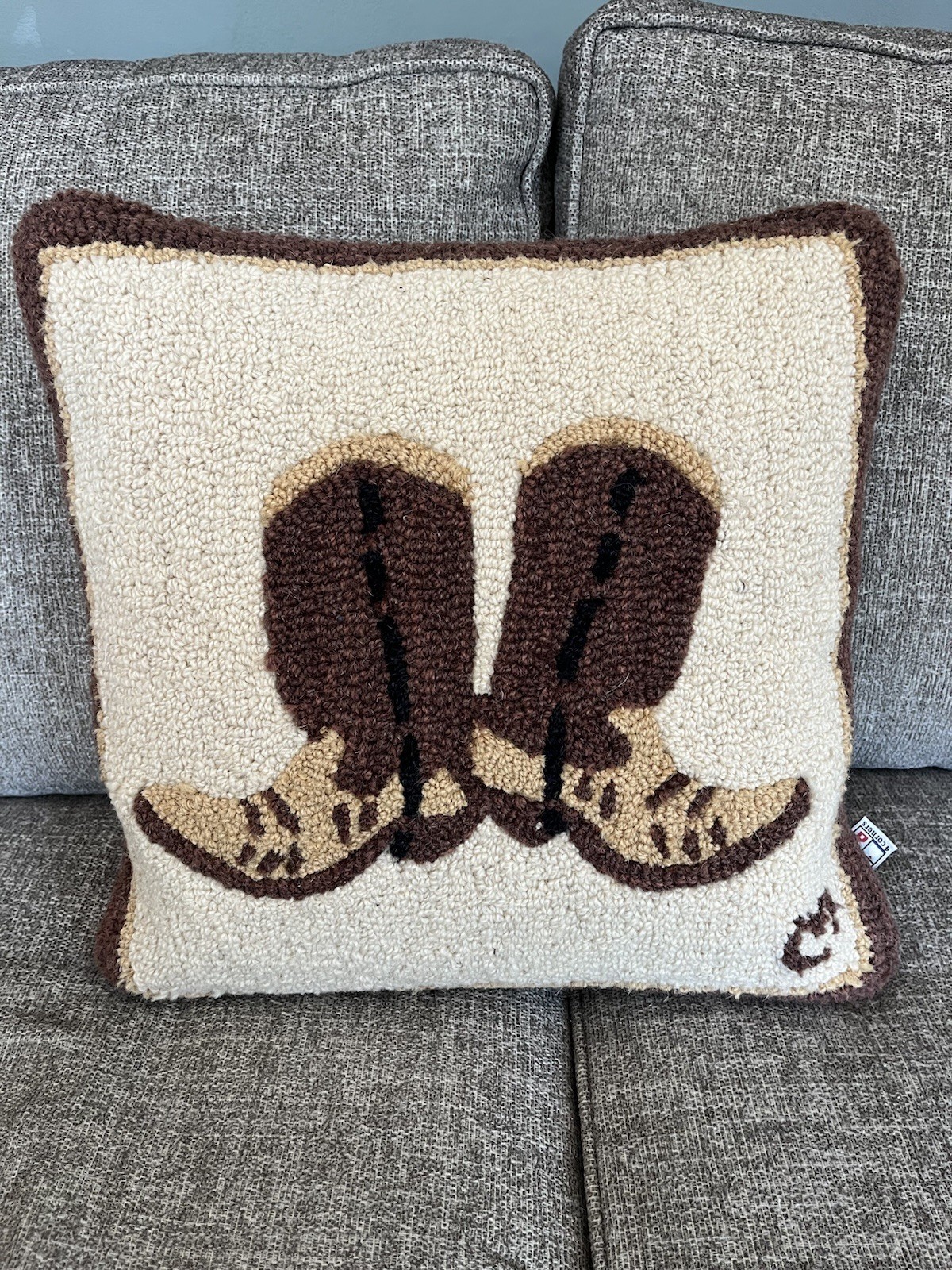 Pendleton Wool Hooked Cowboy Boot Accent Pillow Pendleton Wool Hooked Cowboy Boot Accent Pillow