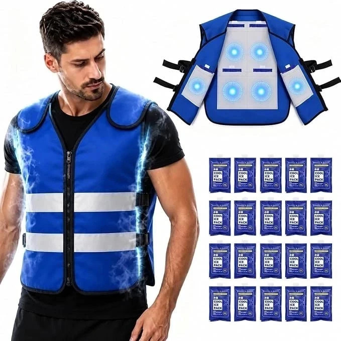 Cooling Vest with 20 Reusable Ice Packs - Adjustable Size for Outdoor Activities Cooling Vest with 20 Reusable Ice Packs - Adjustable Size for Outdoor Activities