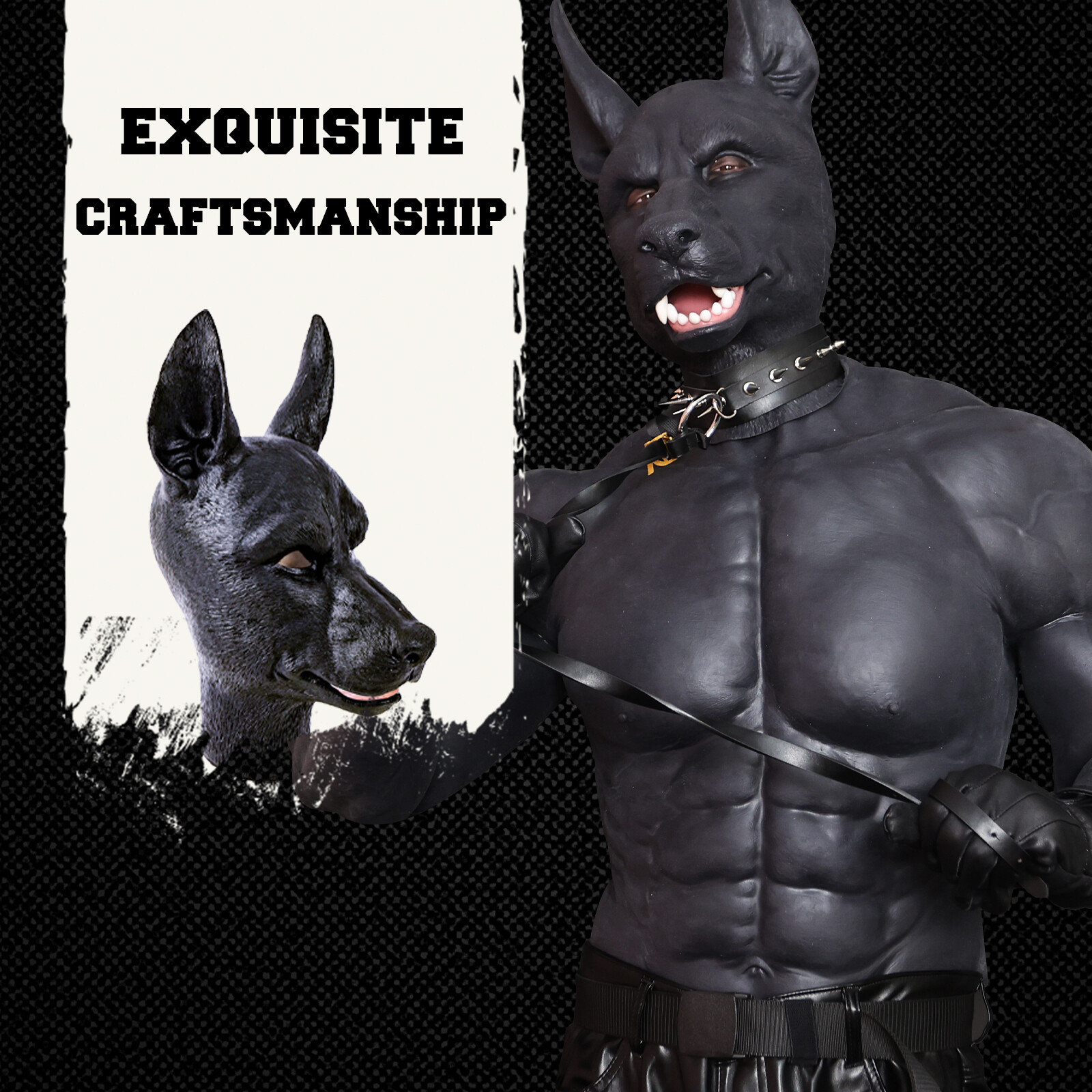 Smitizen Lifelike Silicone Black Dog Mask Animal Headwear Mask for Party Cosplay