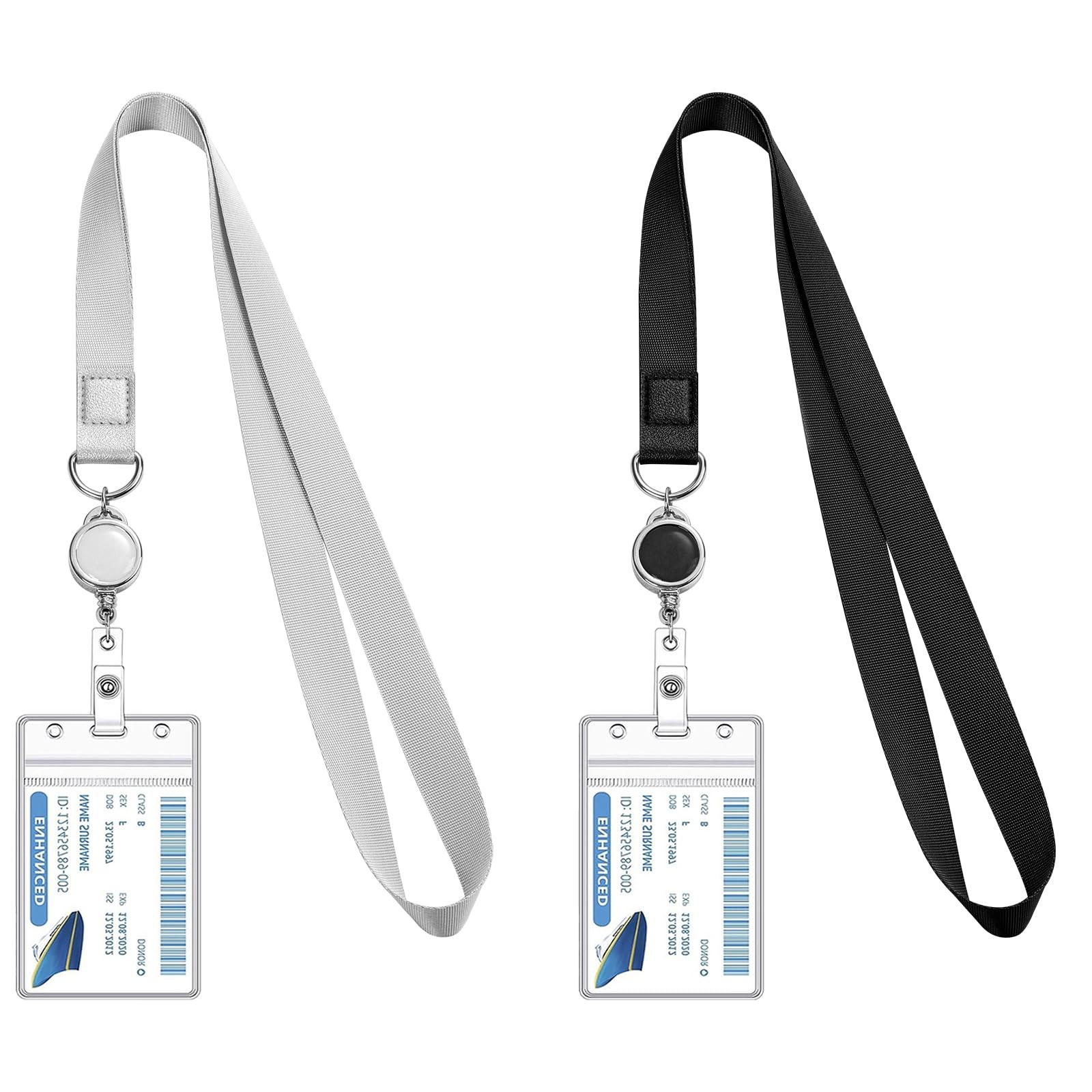2 Pack Lanyards with ID Badge Holders, Retractable Badge Reel with Clear 2 Pack Lanyards with ID Badge Holders, Retractable Badge Reel with Clear