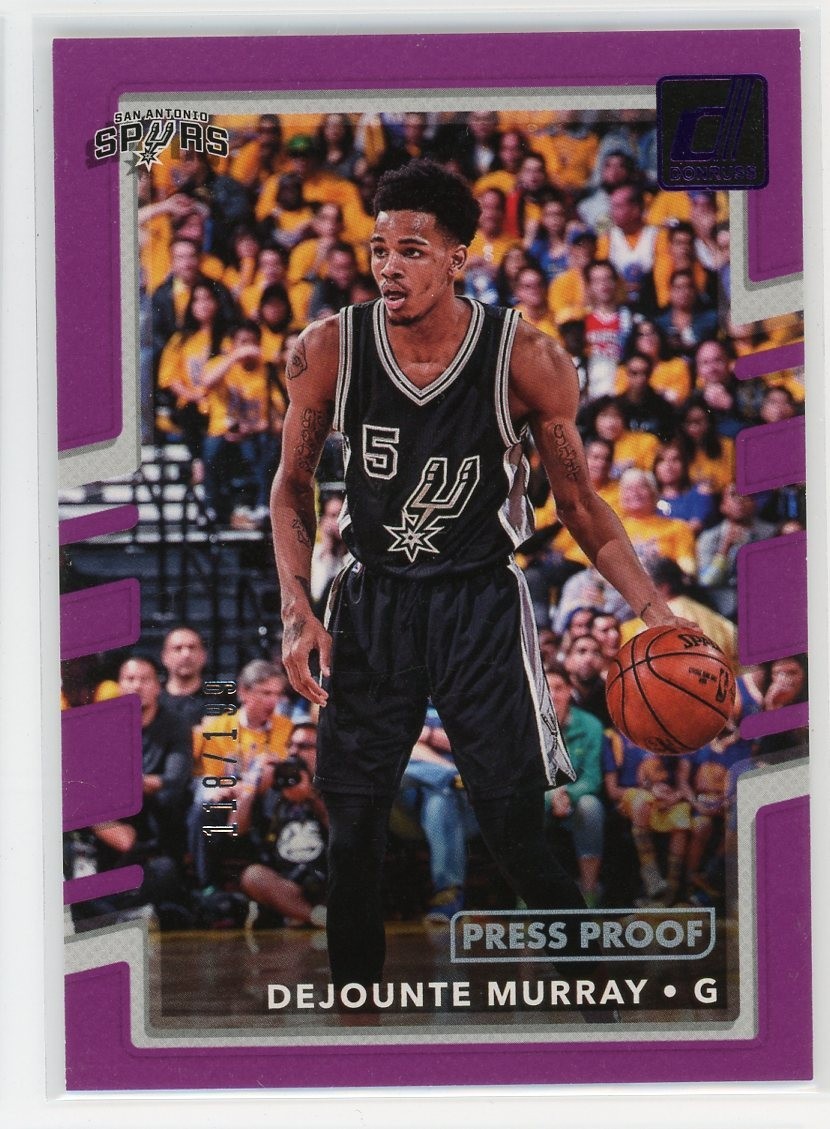2017-18 Panini Donruss Dejounte Murray Purple Press Proof #135 #/199 Spurs 2017-18 Panini Donruss Dejounte Murray Purple Press Proof #135 #/199 Spurs