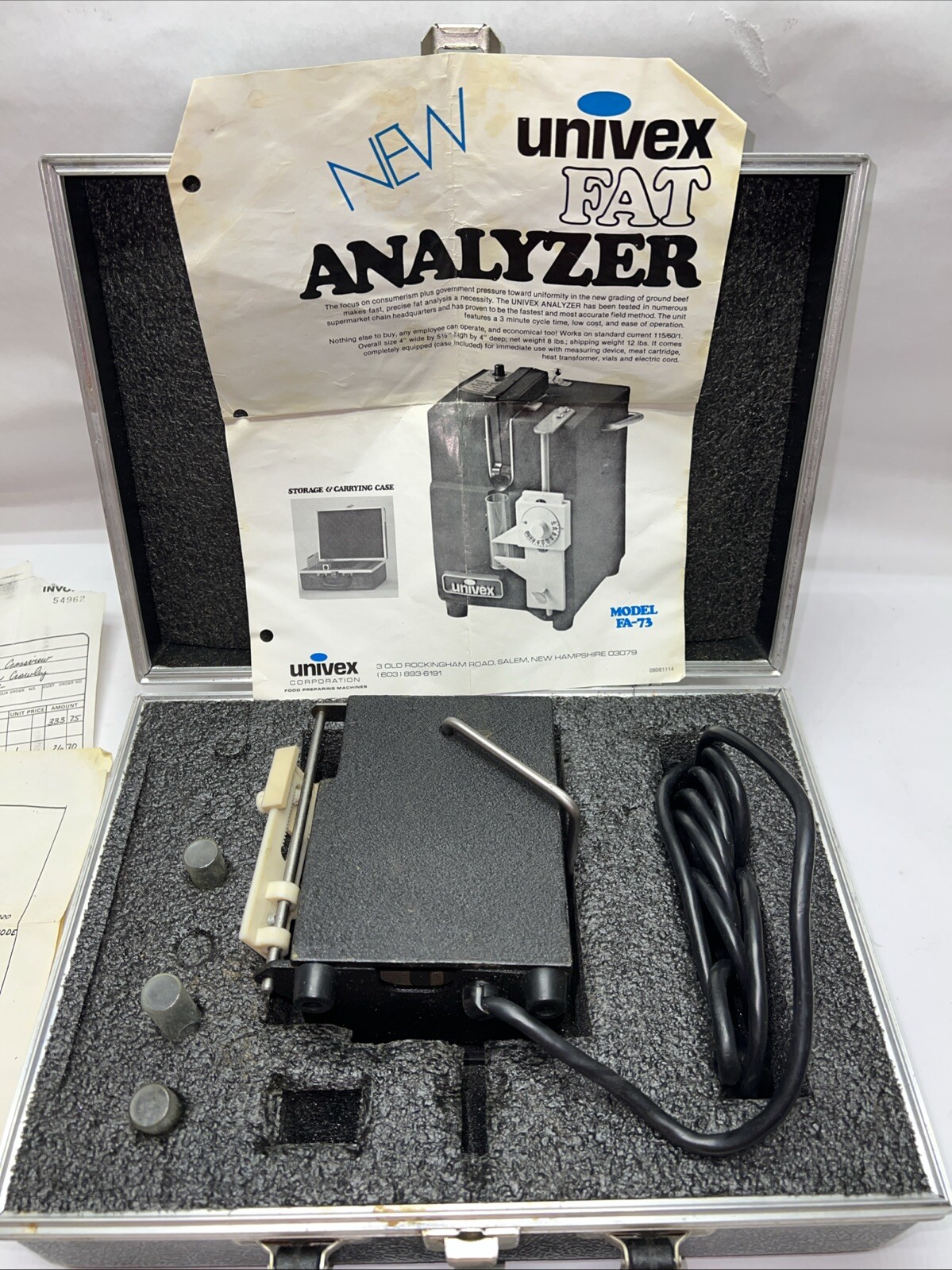 UNIVEX FA-73 3 MINUTE FAT ANALYZER (For parts or repair)