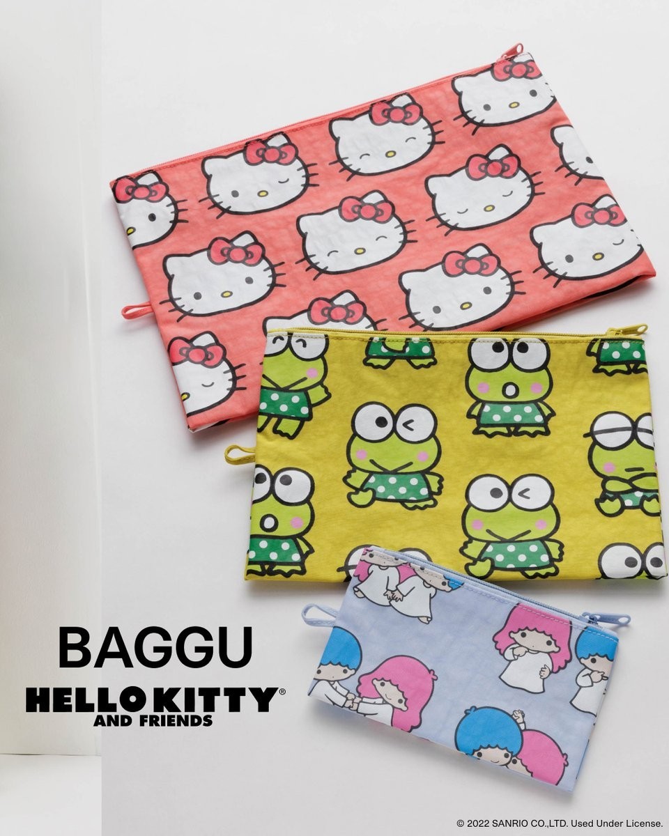 HTF NWOT BAGGU HELLO KITTY AND FRIENDS PINK WHITE RED SANRIO ZIP GO POUCH CLUTCH