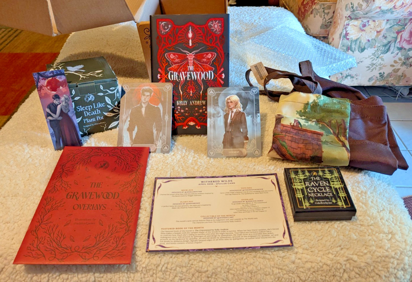 Fairyloot April 2026 YA Complete Box New Gravewood SIGNED ~ Planter, Tote, Tarot