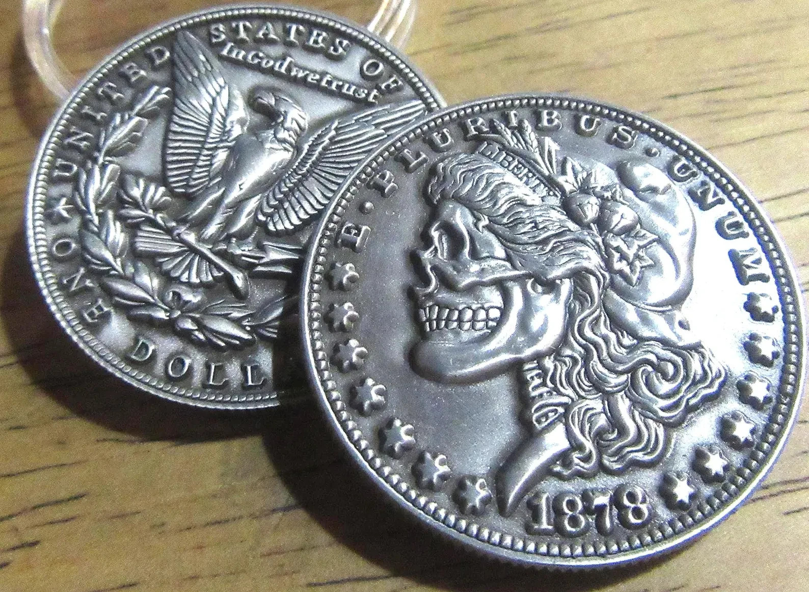 3D Raised 1878 US Skeleton Skull Lady Morgan Hobo Nickel Coin Art Craft