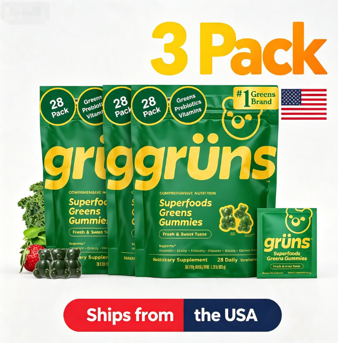 3pc Grüns Super Greens Gummies Multivitamin Superfood Gummy Bears 28 Packs 3pc Grüns Super Greens Gummies Multivitamin Superfood Gummy Bears 28 Packs