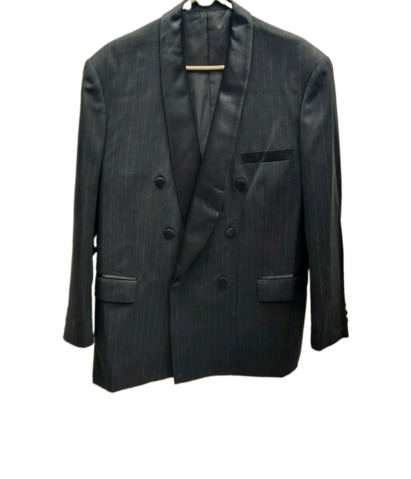 Men Vintage Dbl Breasted Tuxedo Jacket Satin Shawl Lapel 38R Size 6 Button Men Vintage Dbl Breasted Tuxedo Jacket Satin Shawl Lapel 38R Size 6 Button