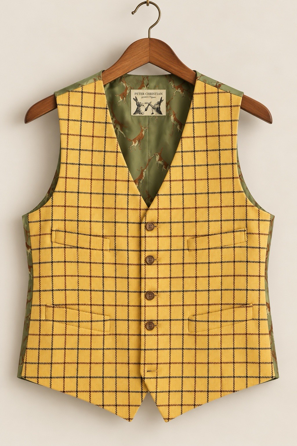 Peter Christian | Wool Tattersall Vest Size 42R Made in Poland English Country