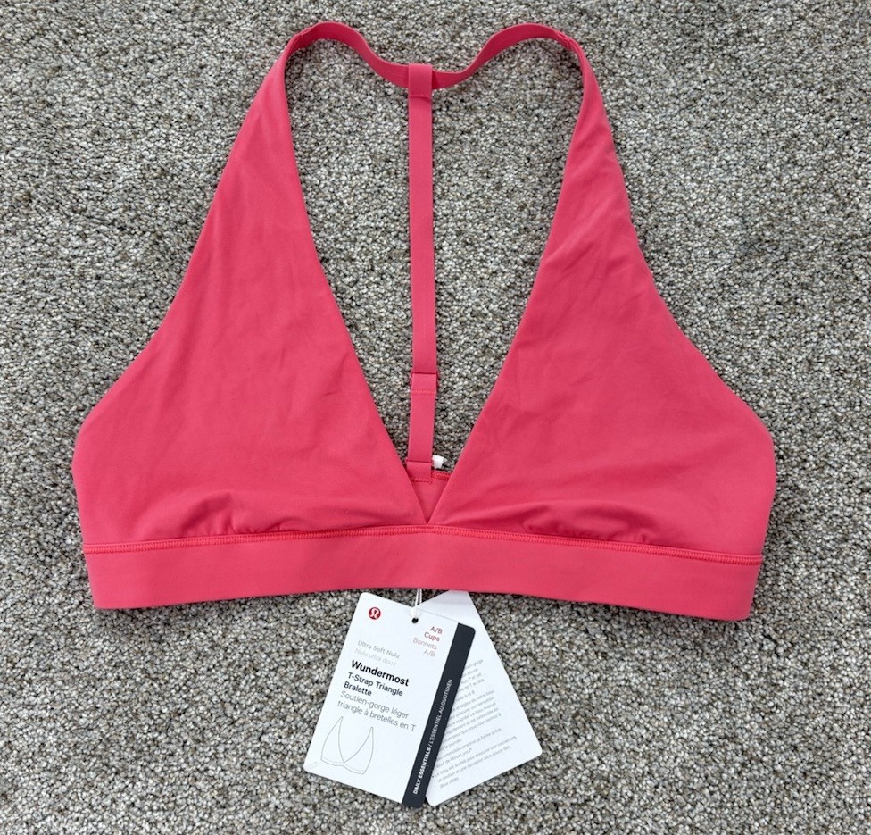 Lululemon Wundermost Nulu T-Strap Triangle Bralette Sz 12 A/B Cup Glaze Pink NWT Lululemon Wundermost Nulu T-Strap Triangle Bralette Sz 12 A/B Cup Glaze Pink NWT