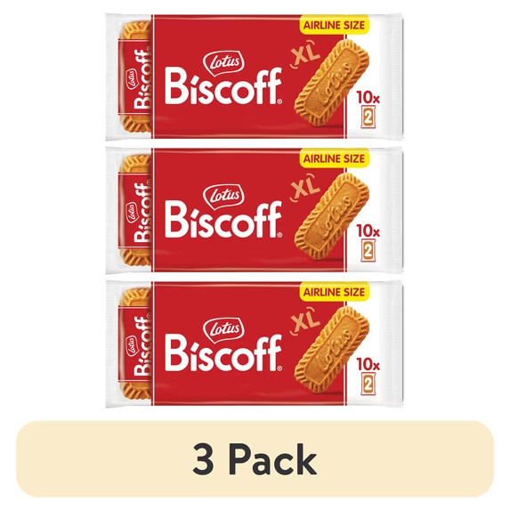 (3 pack) Lotus XL Biscoff Cookies, 10 Snack Packs of 2 Cookies, 8.8 oz, Classic 