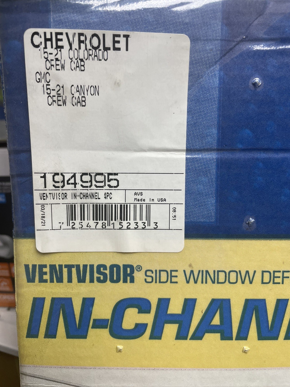AVS In-Channel Window Visor Fits 2015-2022 Chevy/GMC Colorado/Canyon Crew Cab