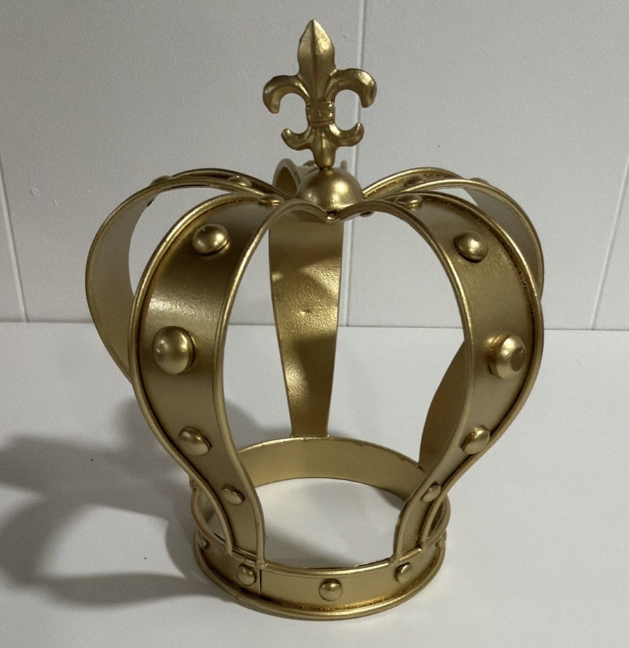 Gold Shabby Chic Metal Crown Cake Topper Flower Centerpiece 7.7\ Gold Shabby Chic Metal Crown Cake Topper Flower Centerpiece 7.7\