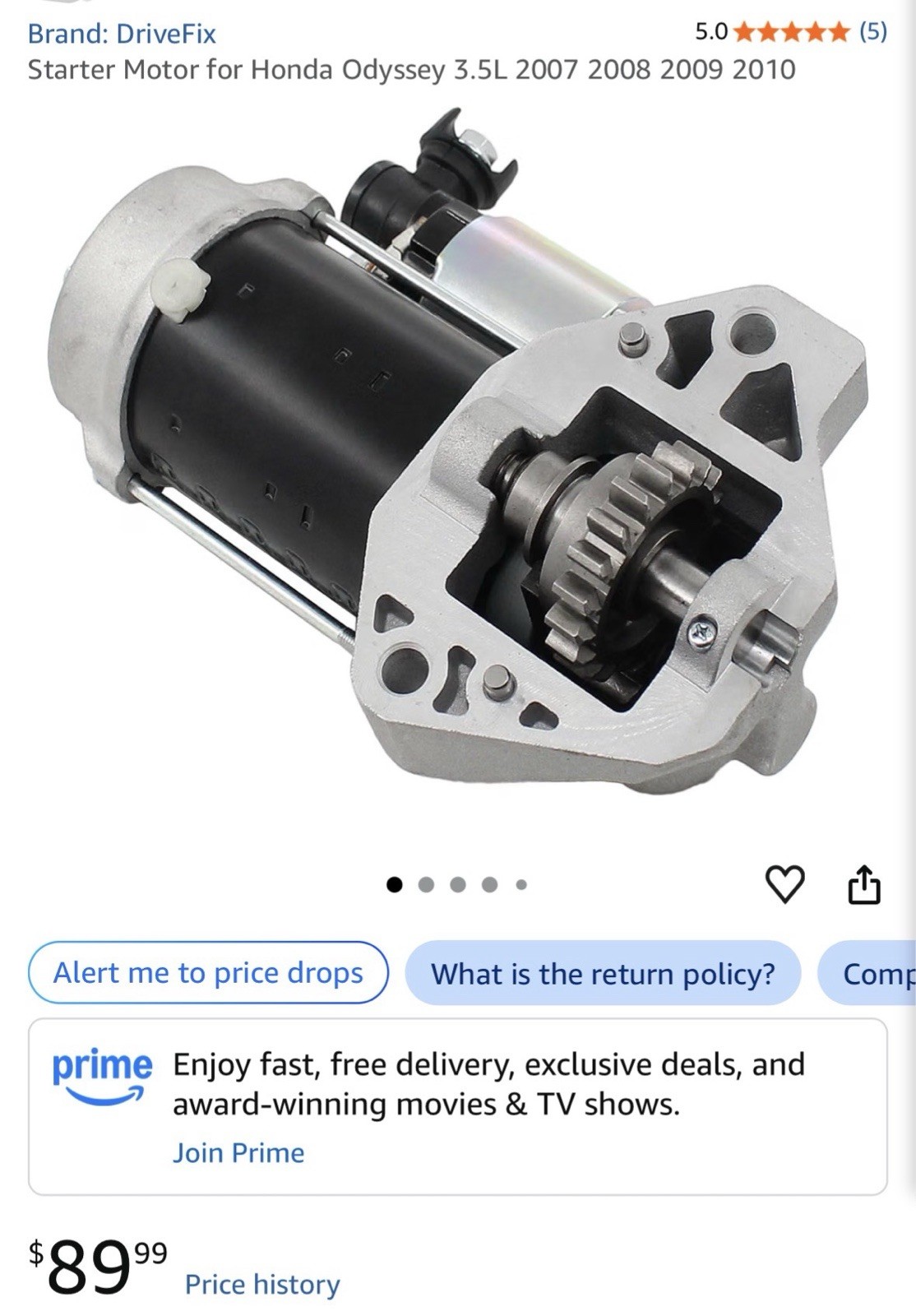 Starter Motor for Honda Odyssey 3.5L 2007 2008 2009 2010
