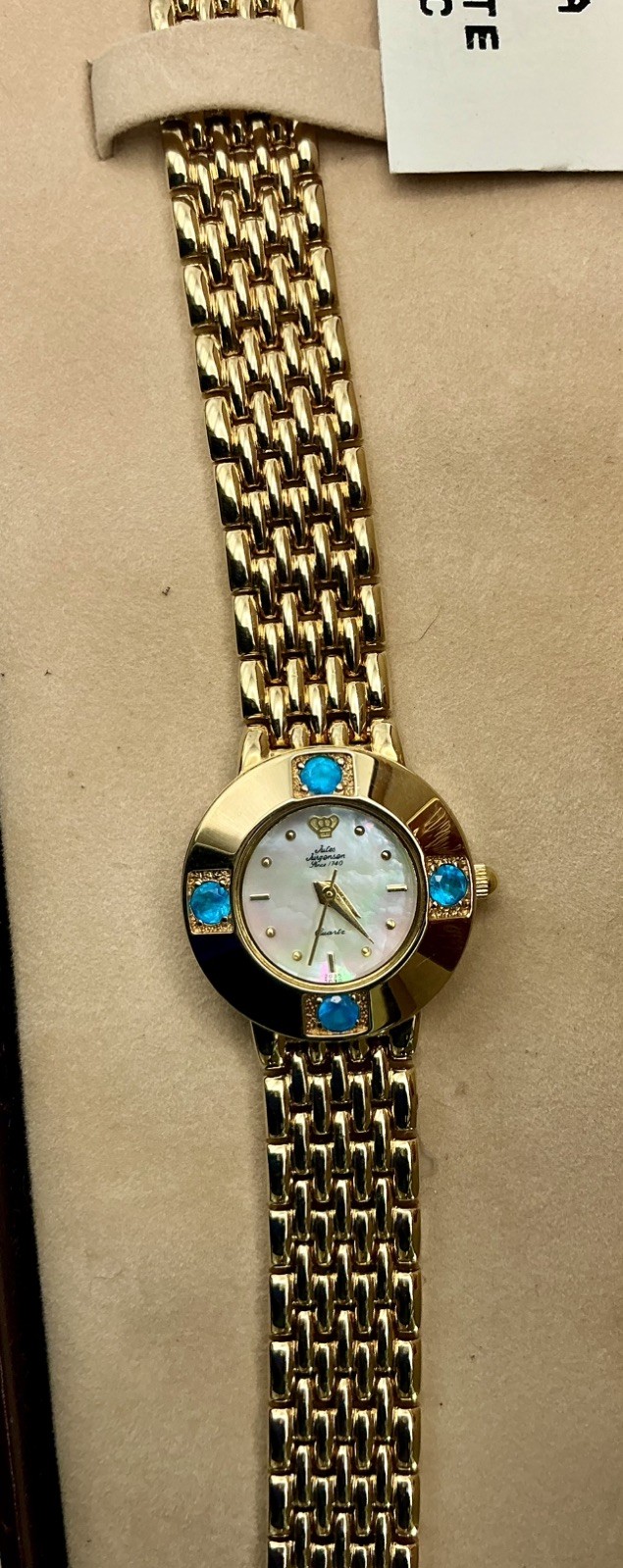 Vintage NOS Jules Jurgensen Genuine Gemstone  Ladies Watch Box and Papers 