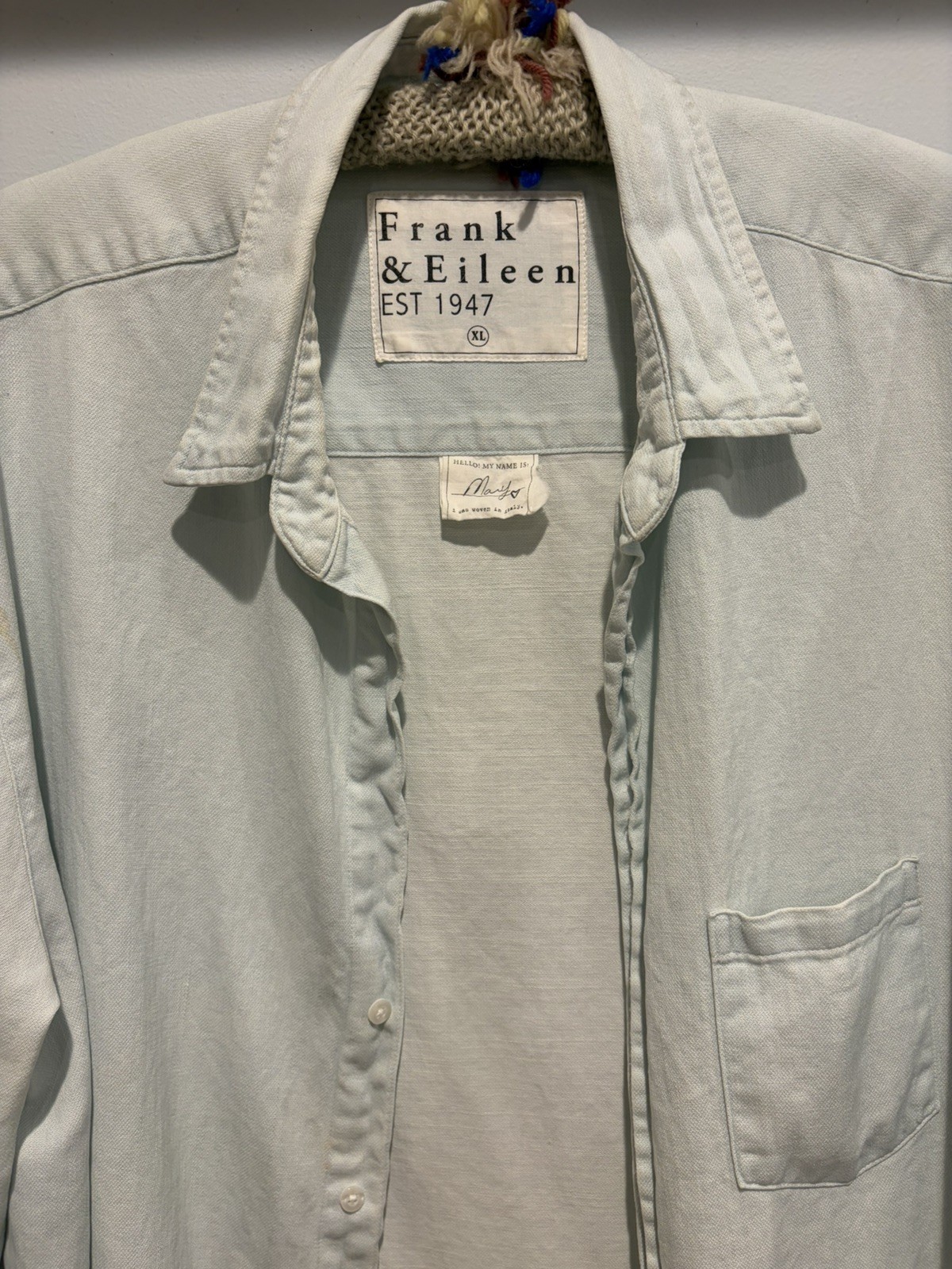 Frank And Eileen Mary Dress XS Blue Denim Chambray Shirtdress Distressed Frank And Eileen Mary Dress XS Blue Denim Chambray Shirtdress Distressed