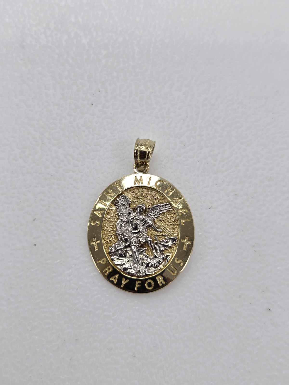 10kt Saint Michael Gold Pendant Real Gold Bail fit Up To 2mm Brand New 10kt Saint Michael Gold Pendant Real Gold Bail fit Up To 2mm Brand New