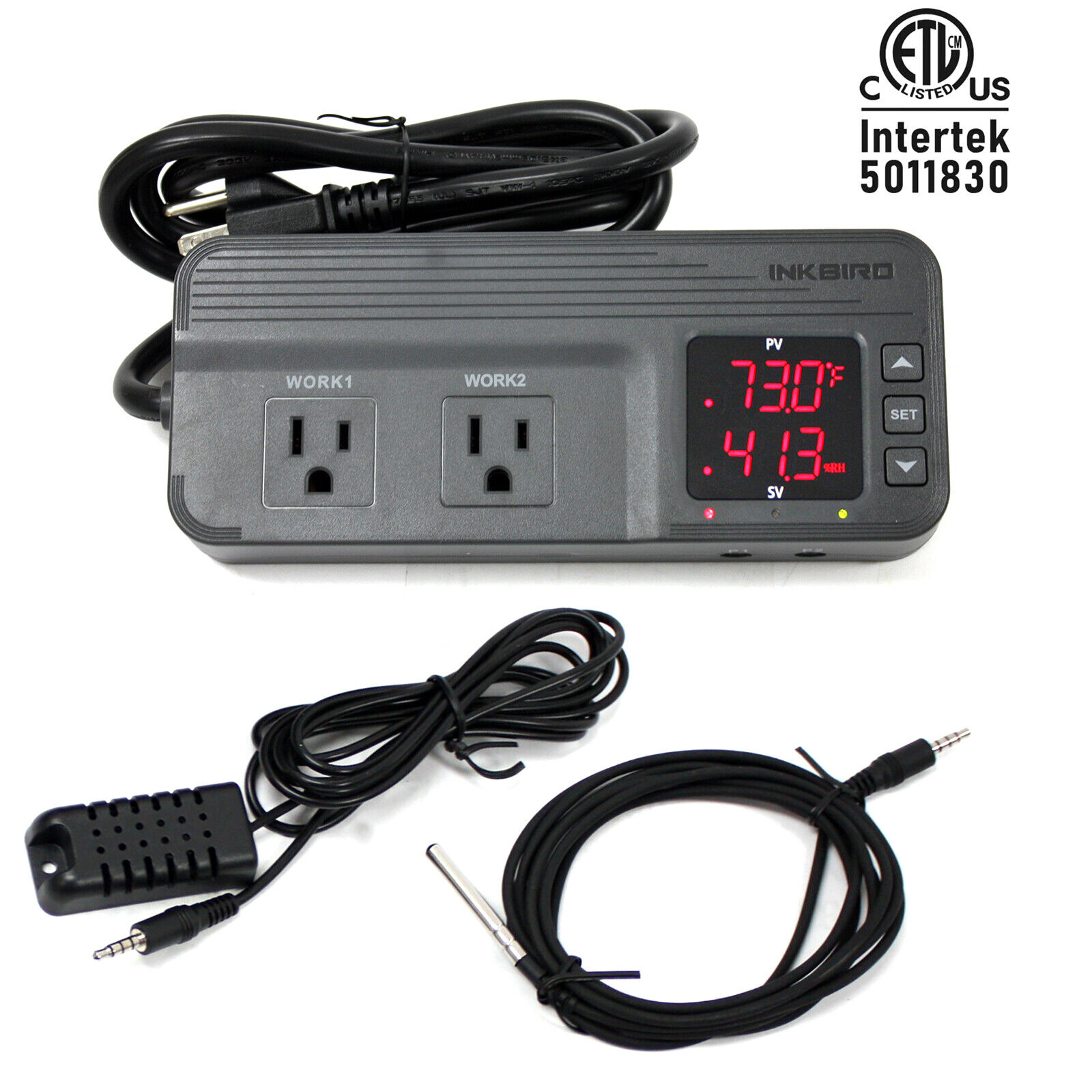 Temperature & Humidity Controller Dual Stage Outlet Thermostat 1800W GreenHouse
