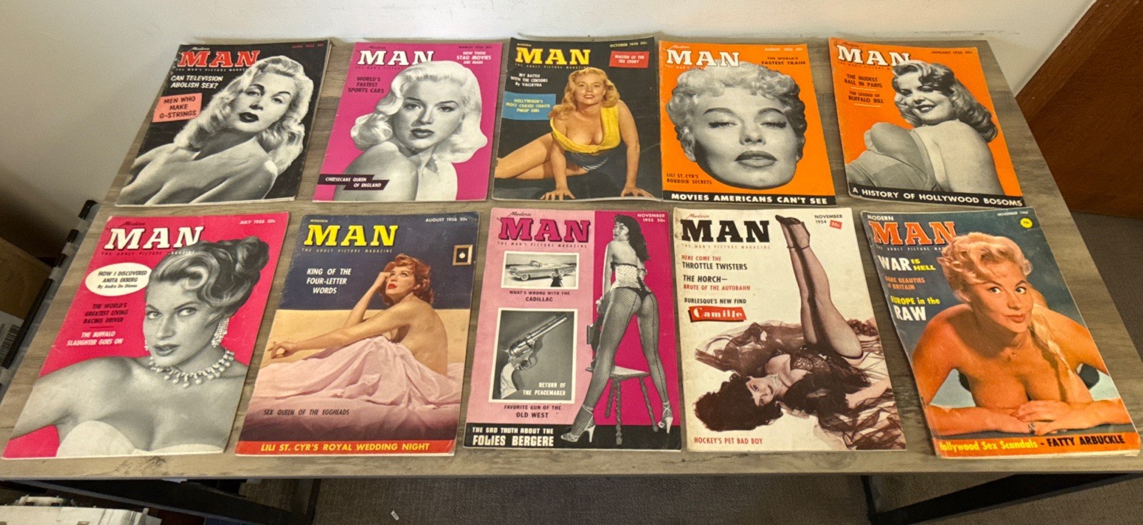 10 Vintage 1950’s 1960’s Modern Man Magazine Lot