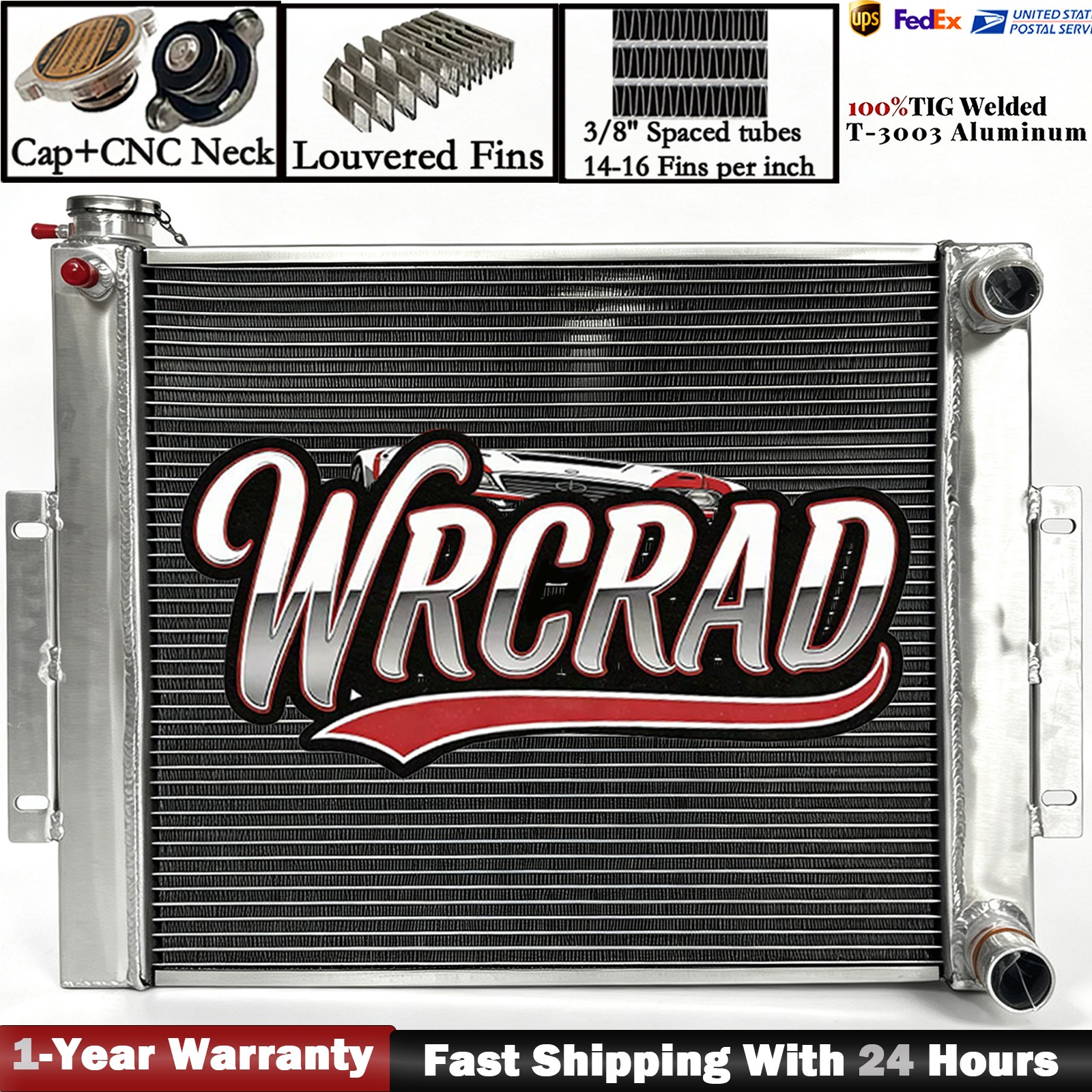 Aluminum Radiator For 1976-1986 1984 JEEP CJ7 WITH CHEVY V8 LS SWAP CJ Manual MT