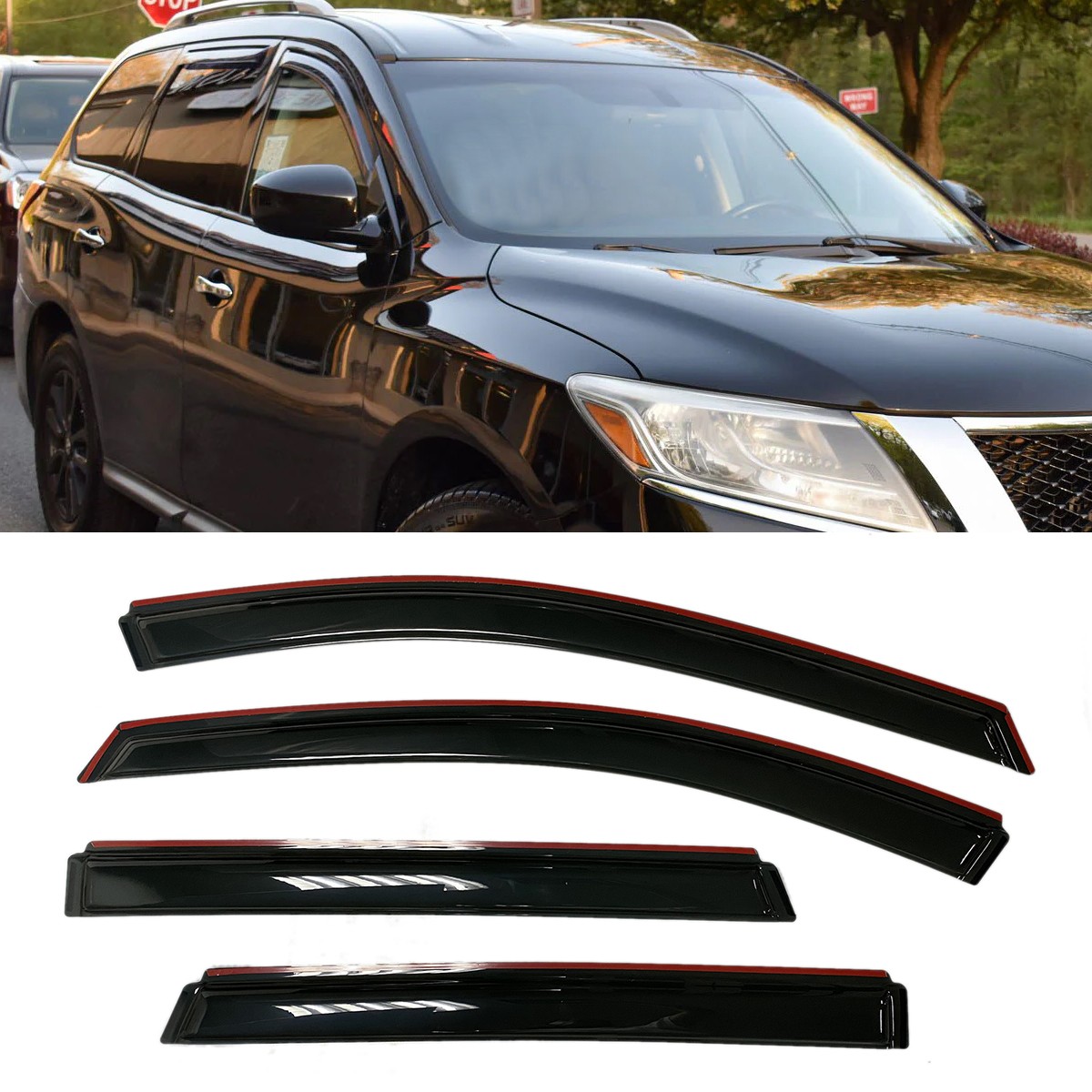 IN-CHANNEL Window Visors Sun Vent Rain Guard Fit for Nissan Pathfinder 2013-2020