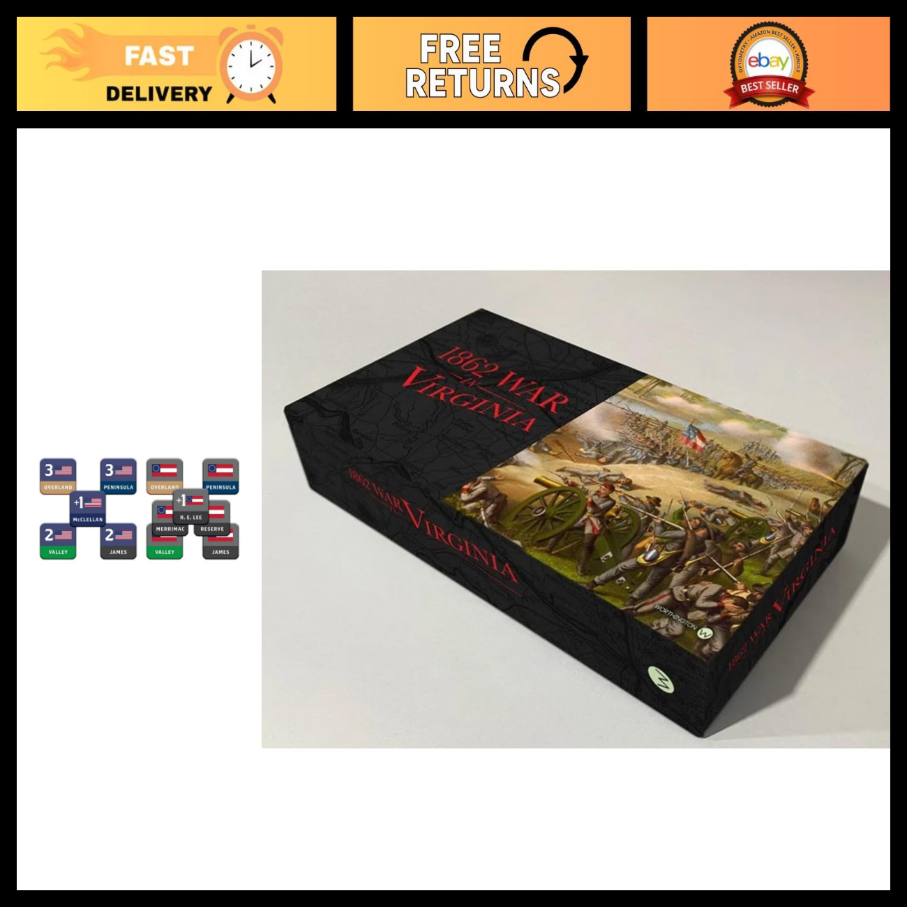 1862 War in Virginia Board Game - Strategic Civil War Gameplay, Fun for All Ages 1862 War in Virginia Board Game - Strategic Civil War Gameplay, Fun for All Ages