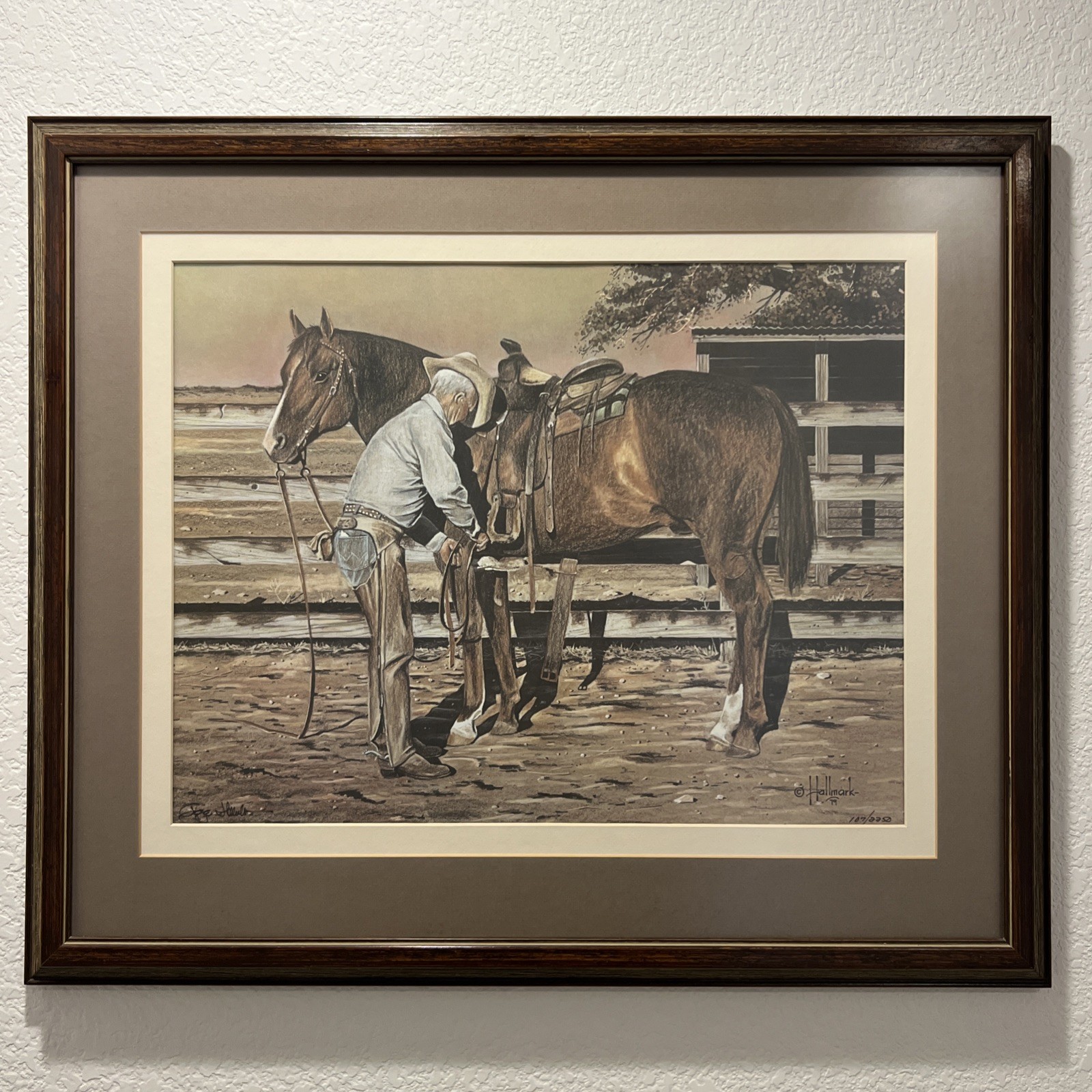 A WAY OF LIFE SIGNED PRINT BY GEORGE HALLMARK Limited Numbered Cowboy Art Horse