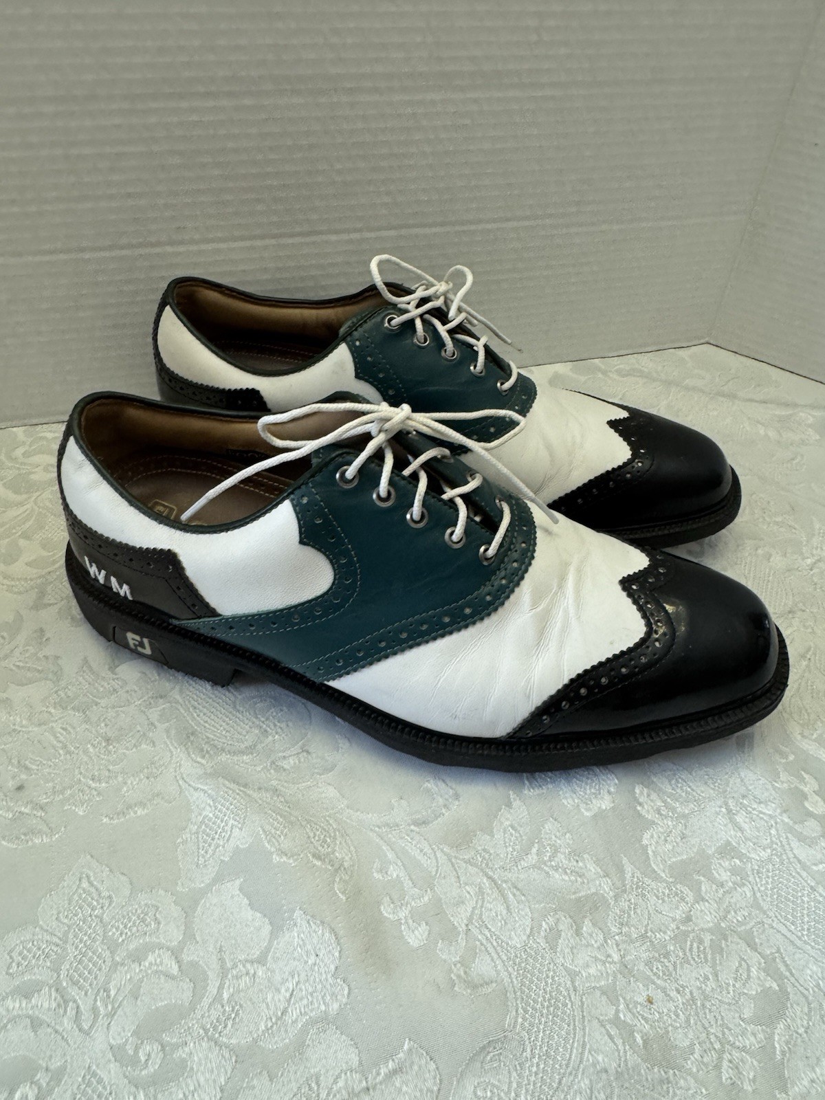 FootJoy Icon Golf Shoes Mens 9.5M Wingtip Black Patent Leather Green Comfort FootJoy Icon Golf Shoes Mens 9.5M Wingtip Black Patent Leather Green Comfort