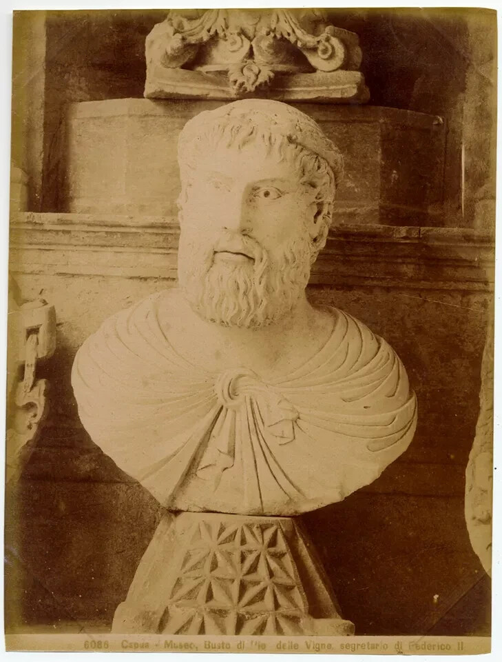 Capua Museum Statue of Pier della Vigna Vintage Albumen Phot 1880c Fly L939