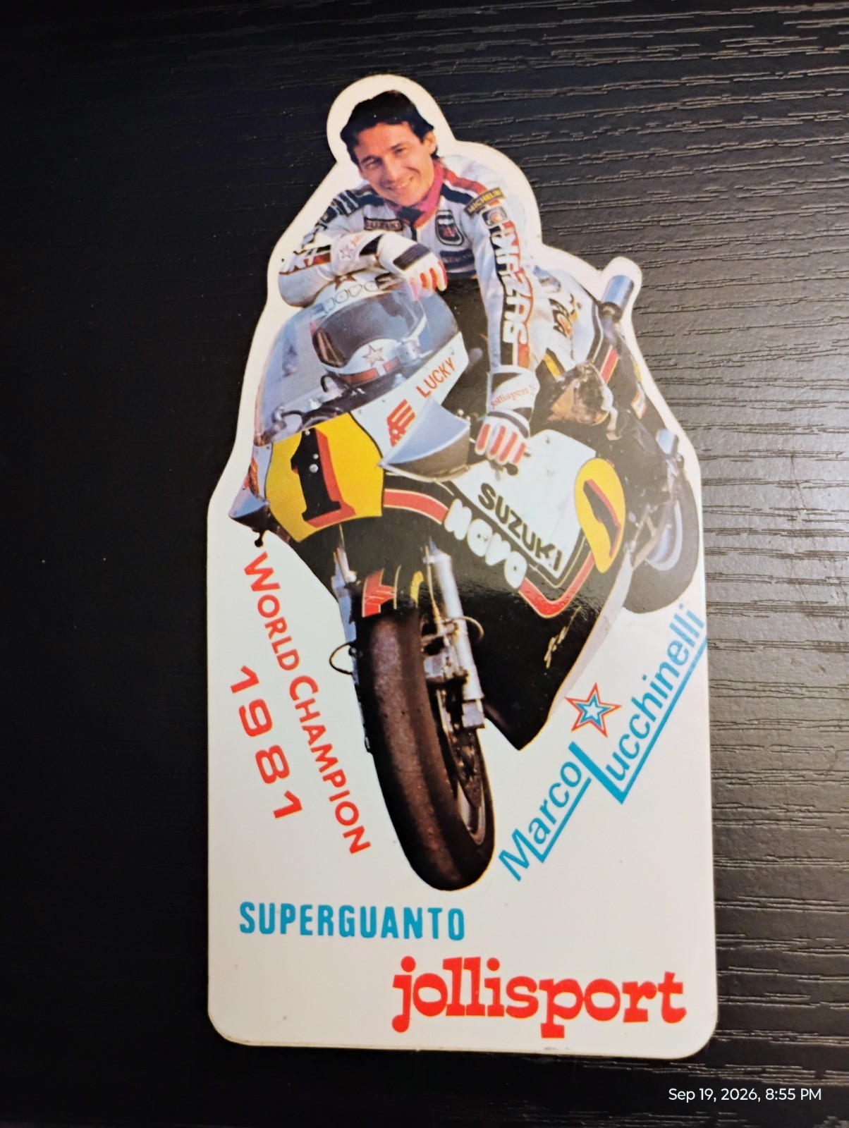 Vintage Marco Lucchinelli 1981 World Champion Superguanto Jollisport