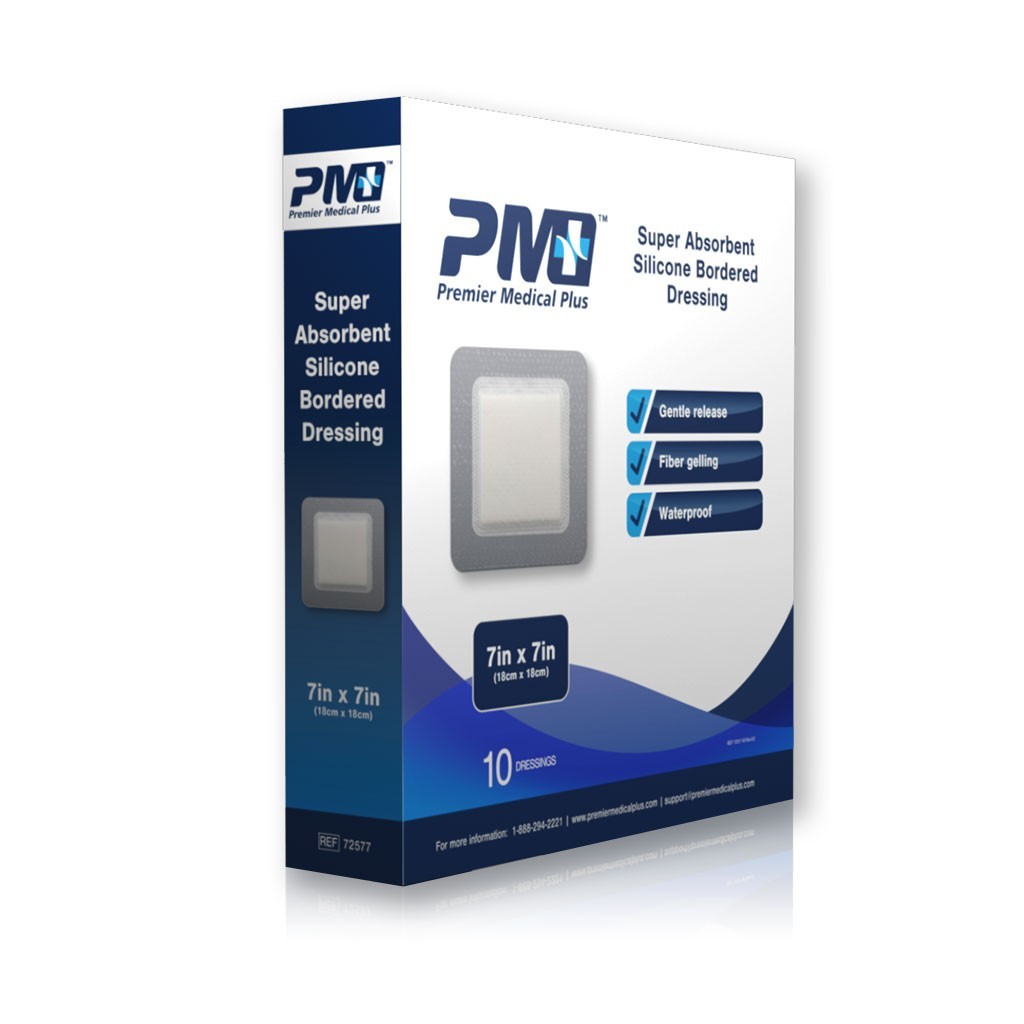 PMP Super Absorbent Silicone Bordered Wound Dressing 7 PMP Super Absorbent Silicone Bordered Wound Dressing 7