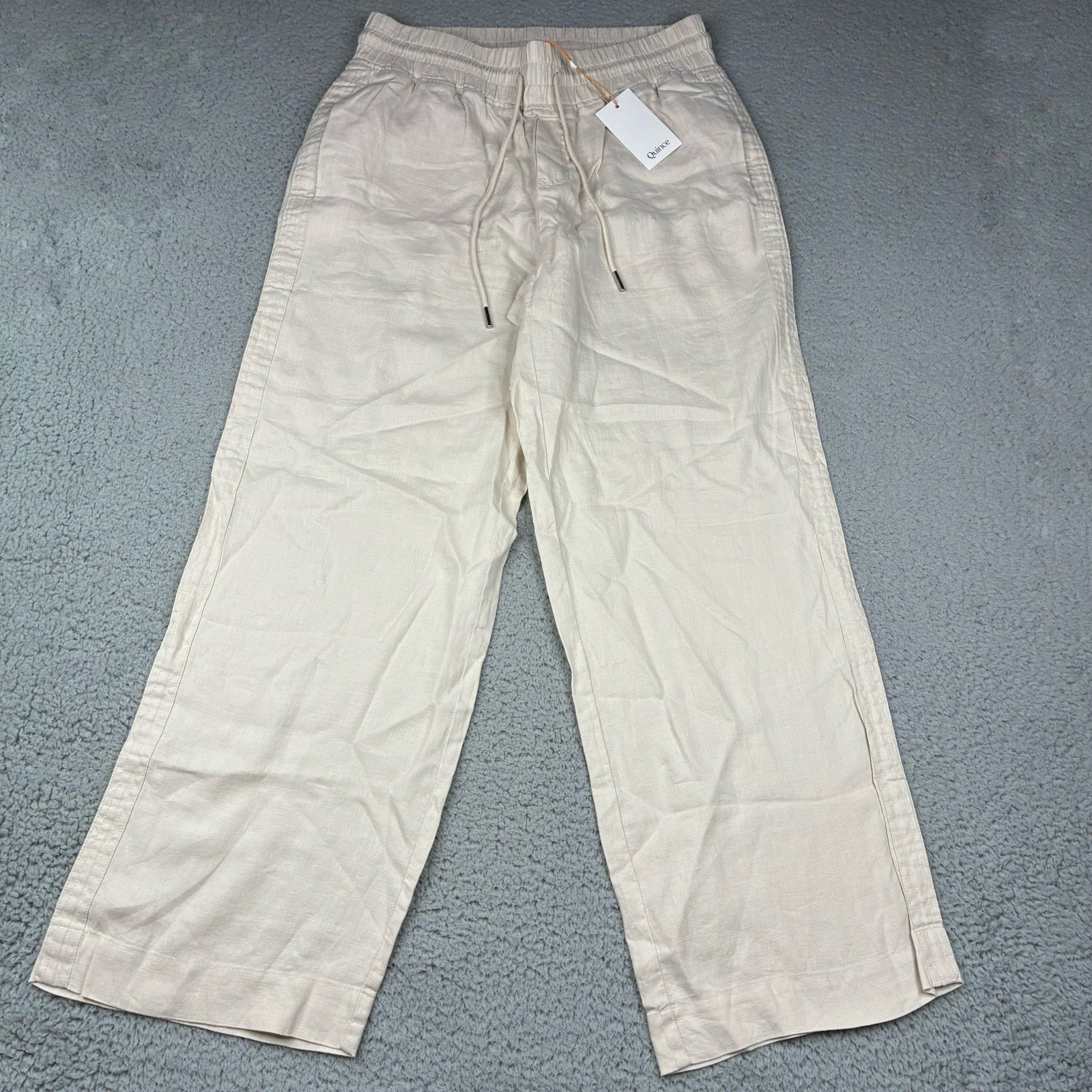 Quince European Linen Smocked Waist Straight Leg Pants Women’s Large Beige NWT Quince European Linen Smocked Waist Straight Leg Pants Women’s Large Beige NWT