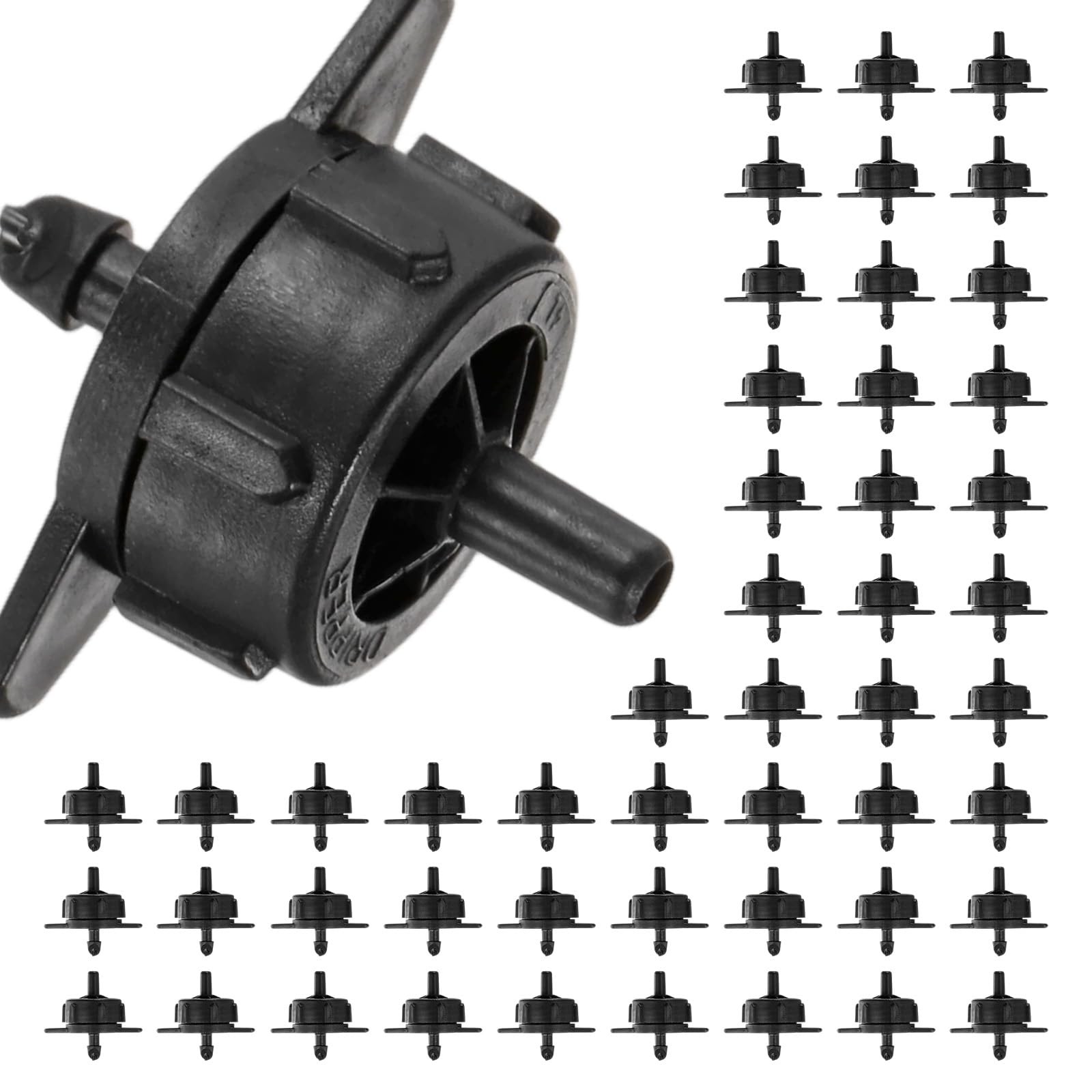 50-Pack 1.1GPH Pressure Compensating Drippers, Drip Irrigation Emitters for G...