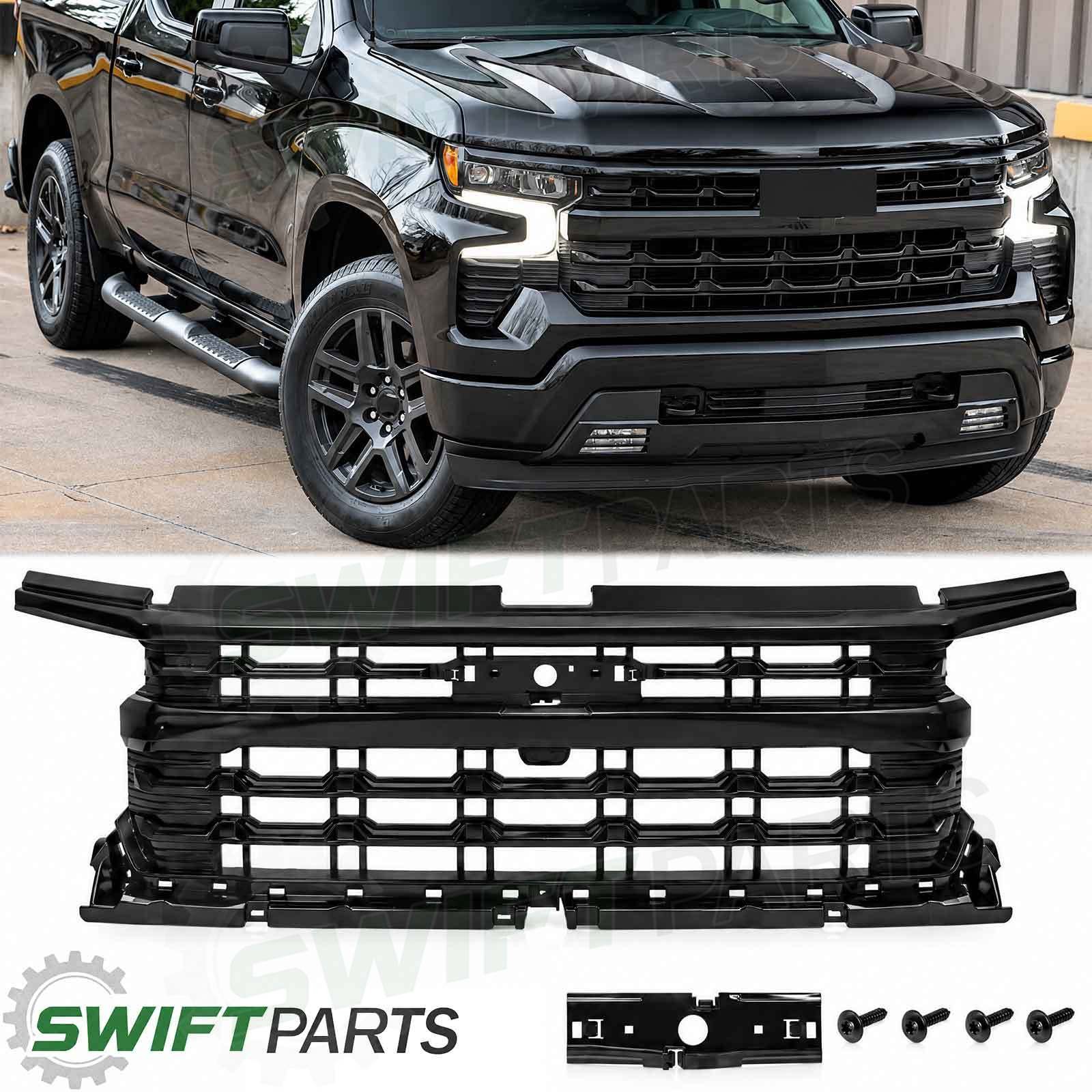 For 2022-2026 Chevy Silverado 1500 LTZ Gloss Black Front Bumper Grille 85516929