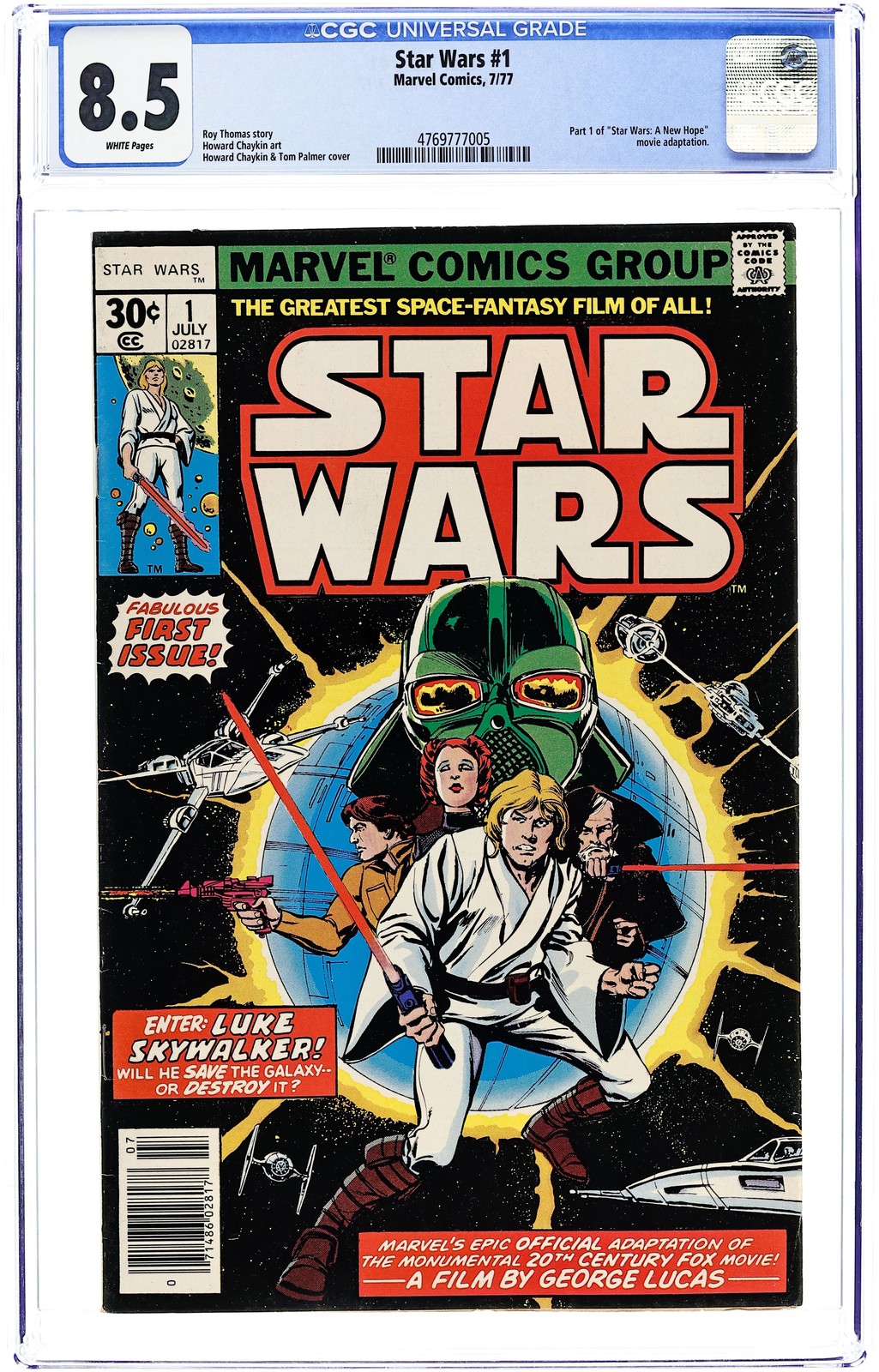 Star Wars #1 1st Printing CGC 8.5 1977 Marvel 4769777005