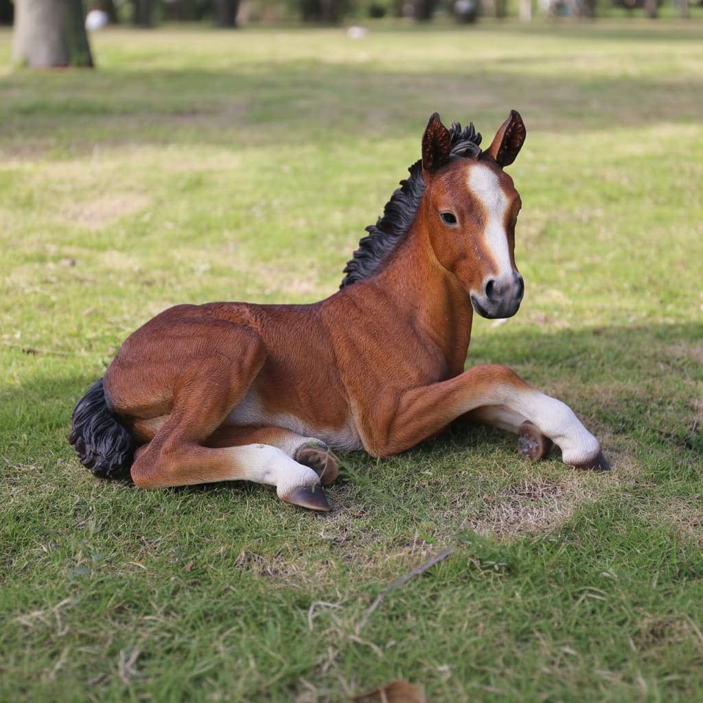 Horse Colt Lying Down Garden Statue Medium/Large Garden Decor, Home/Farm Decor
