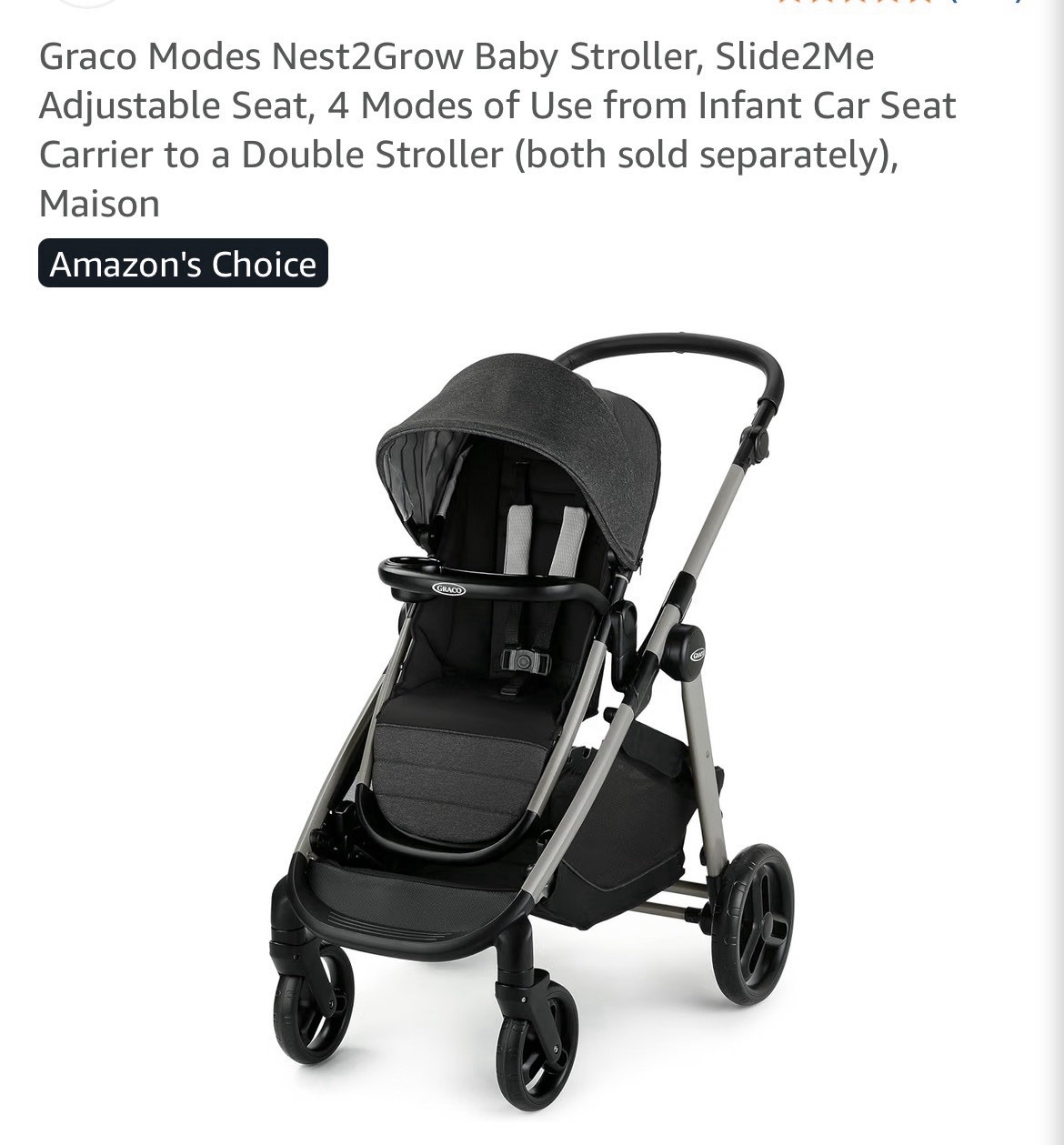 Graco Modes Nest2Grow Single Folding Stroller w/ Canopy, Gray/Black Graco Modes Nest2Grow Single Folding Stroller w/ Canopy, Gray/Black