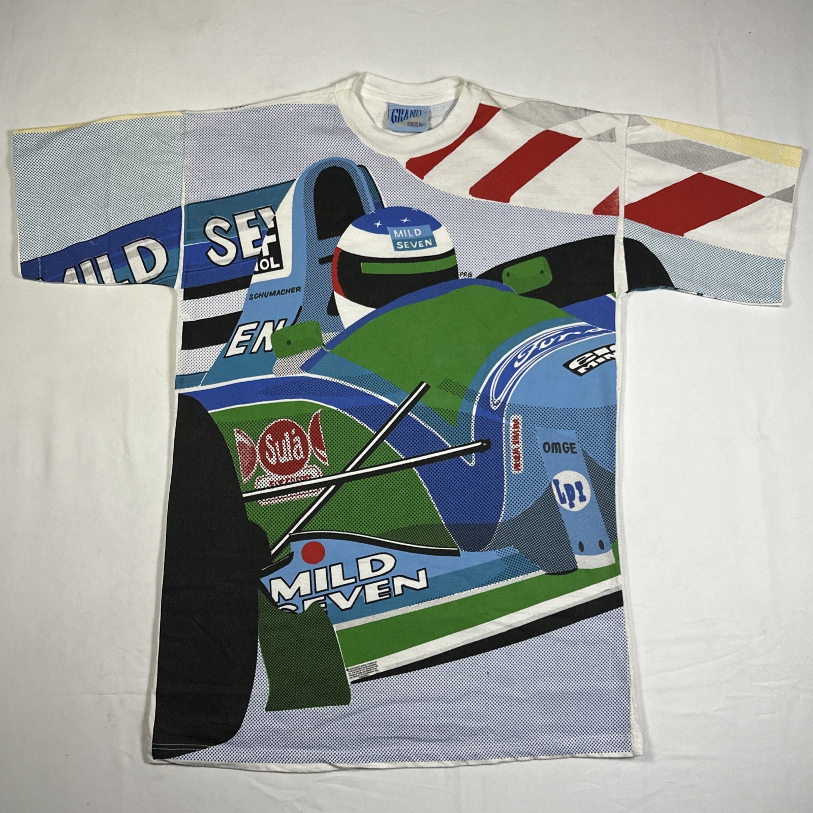 VTG 1994 Michael Schumacher Benetton F1 T Shirt XL Formula Racing Grand Prix AOP