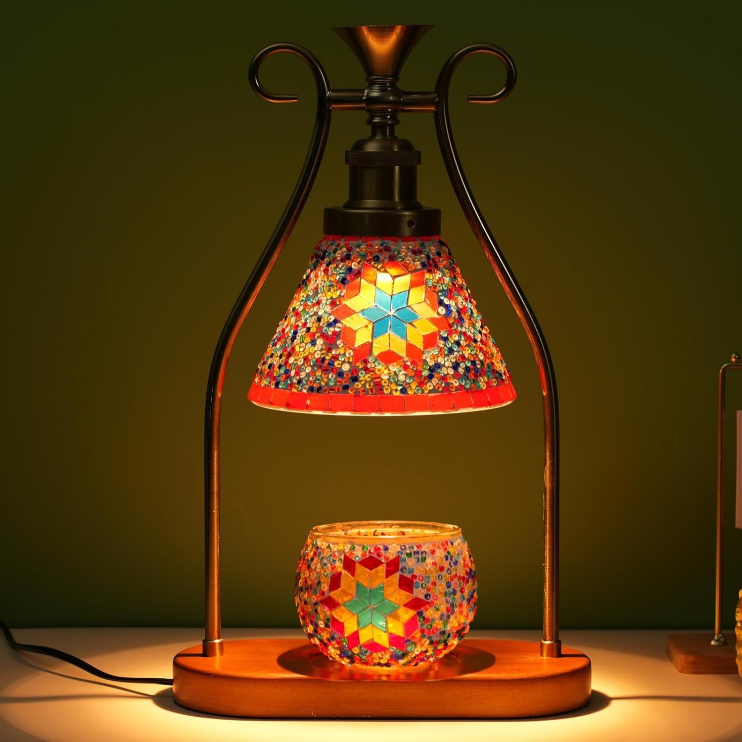 Antique Turkish Style Wax Warmer Lamp Fragrance Candle Oil Burner Table Lamp