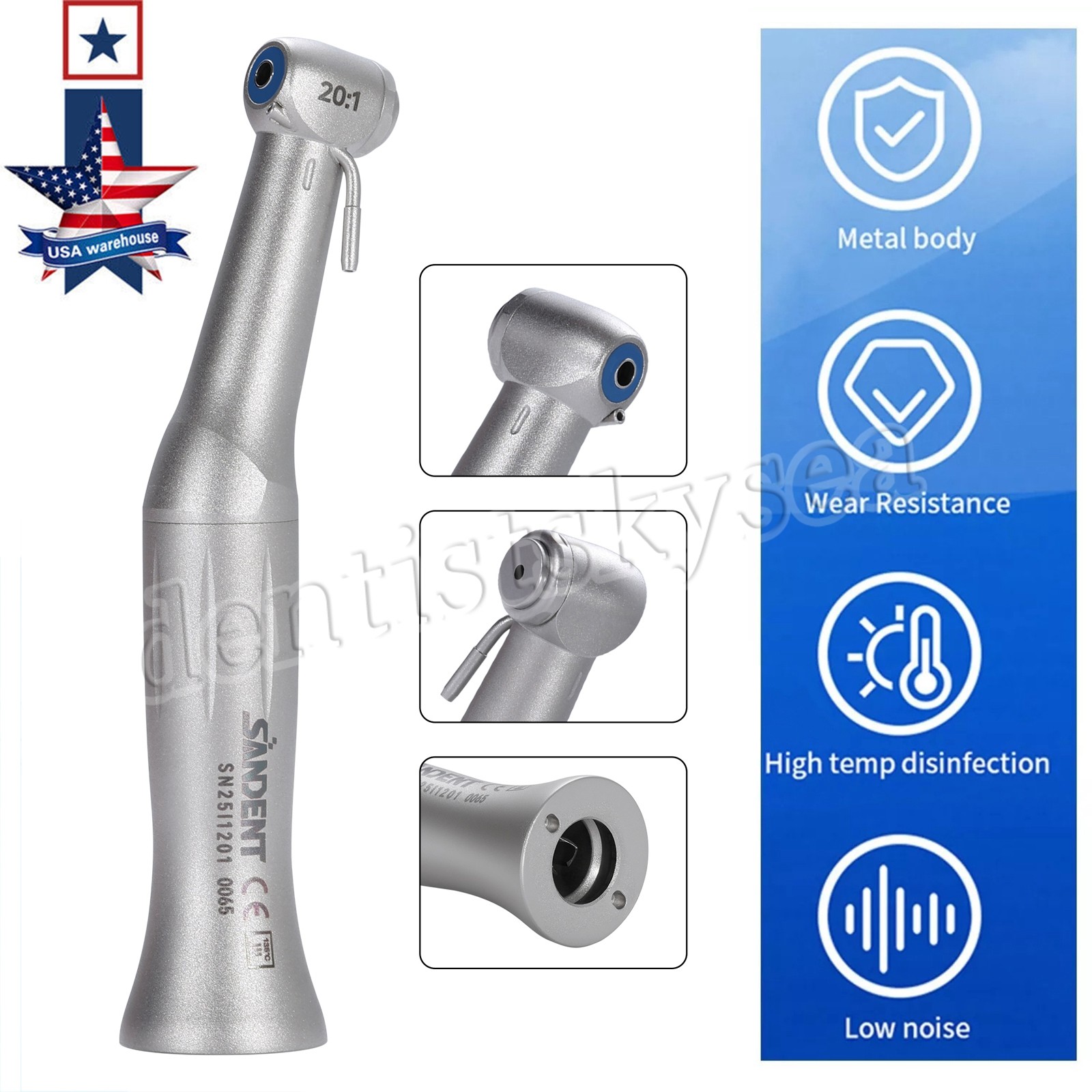 1/5/10Pcs Implant Dental 20:1 Reduction Contra Angle Handpiece For NSK Push
