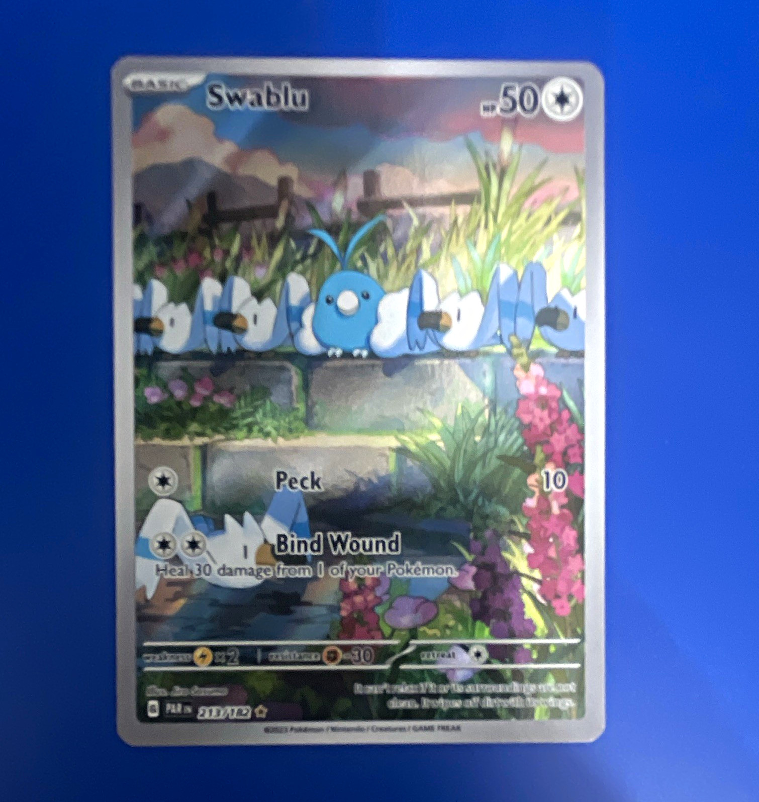 Pokemon Swablu 213/182 SV04 Paradox Rift Illustration Rare Holo Eng 2023 50 HP Pokemon Swablu 213/182 SV04 Paradox Rift Illustration Rare Holo Eng 2023 50 HP