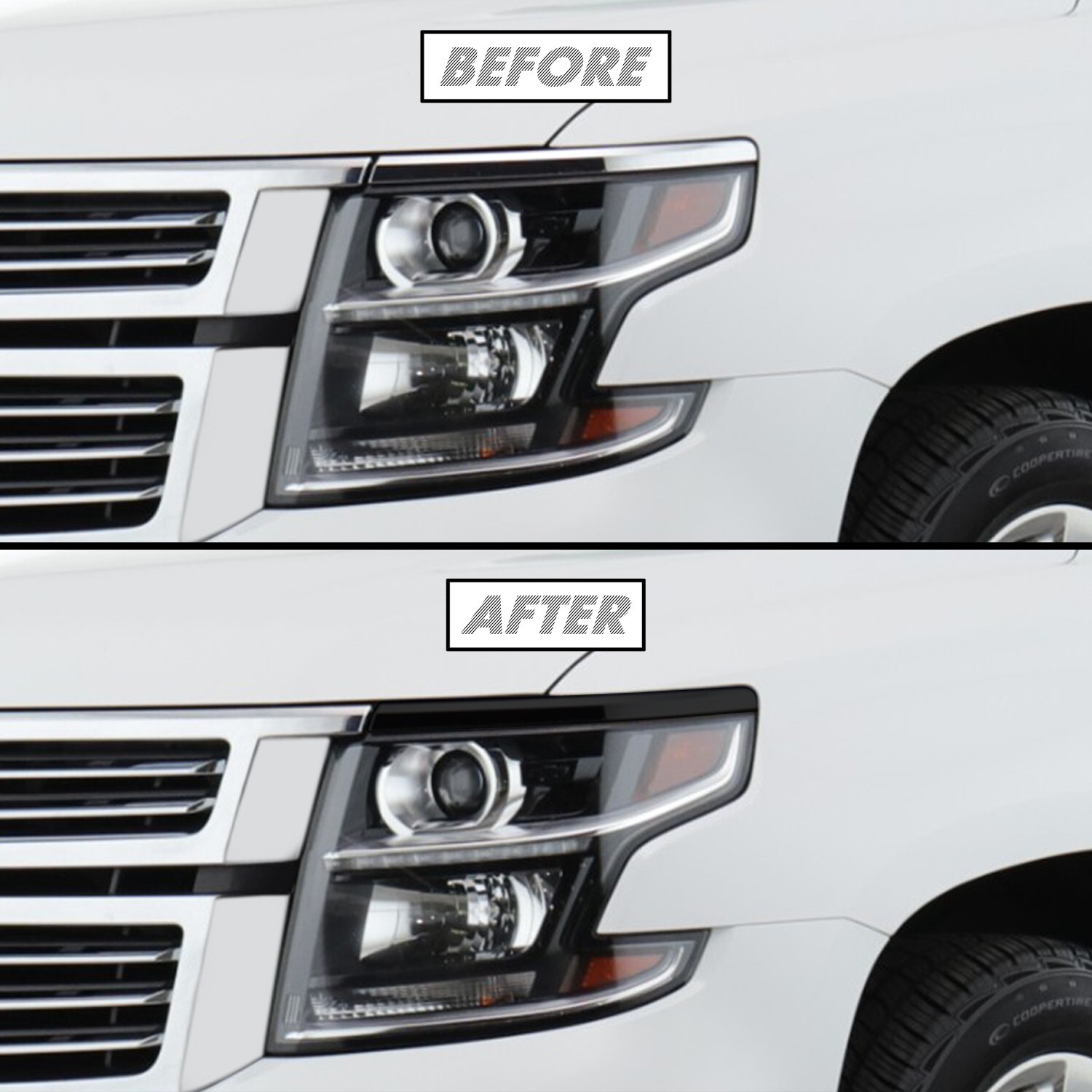 Chrome Delete Blackout Overlay for 2015-20 Chevy Tahoe Headlight Bezel Trim