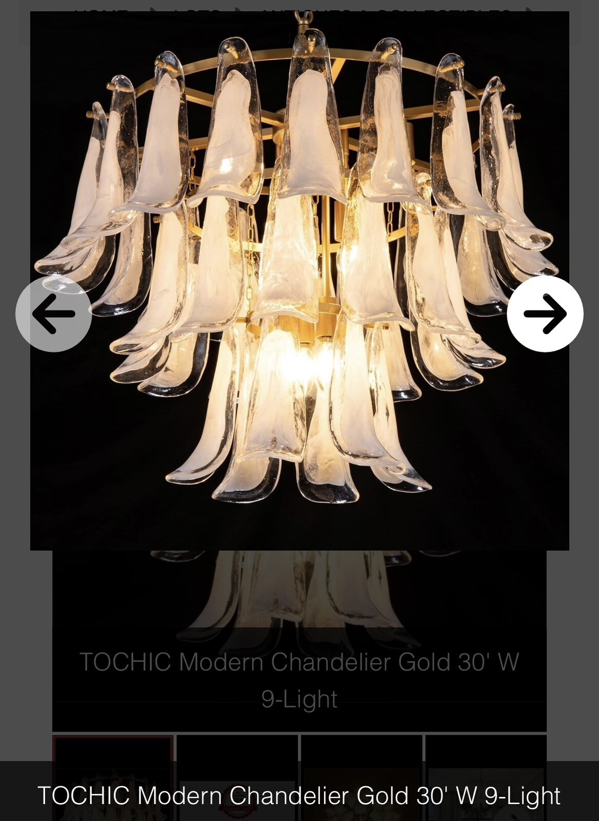 TOCHIC Modern Chandelier Gold 30' W 9-Light