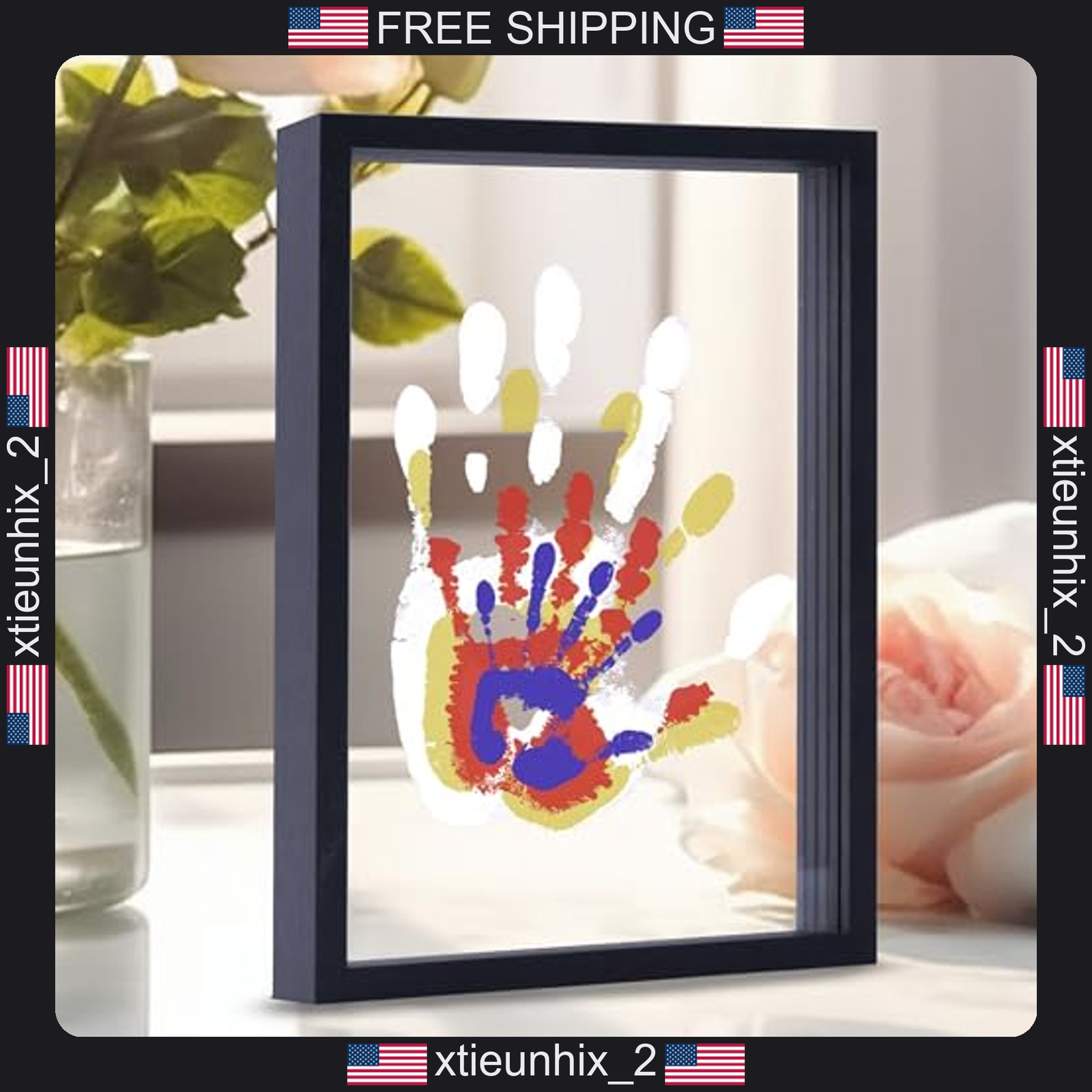 Family Handprint Kit Wooden Frame Non-Toxic Paints Keepsake Gift Set
