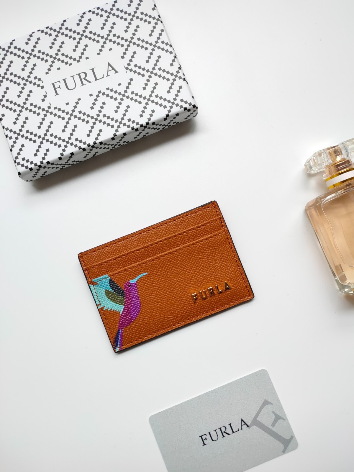 FURLA Babylon Card Holder Leather Wallet Brown 11 x 7.5cm
