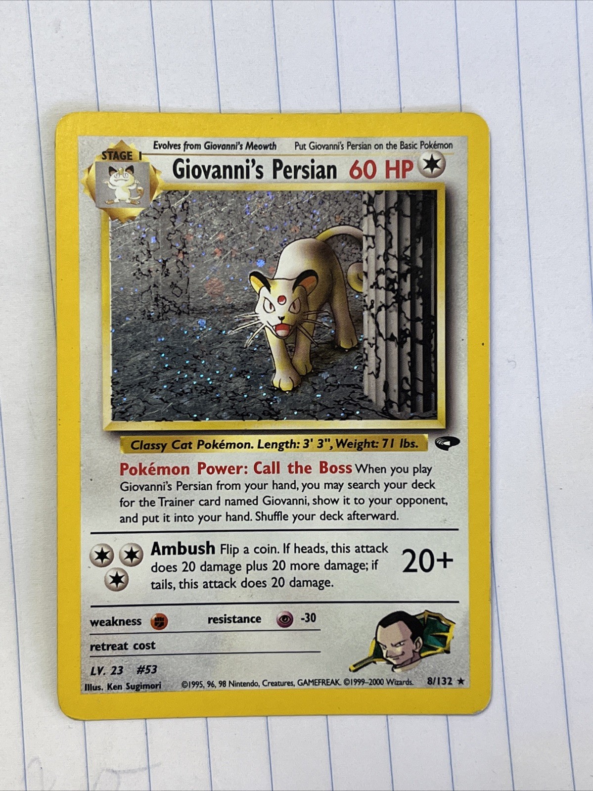 Pokemon TCG Gym Challenge Giovanni's Persian Holo 8/132 - LP Pokemon TCG Gym Challenge Giovanni's Persian Holo 8/132 - LP