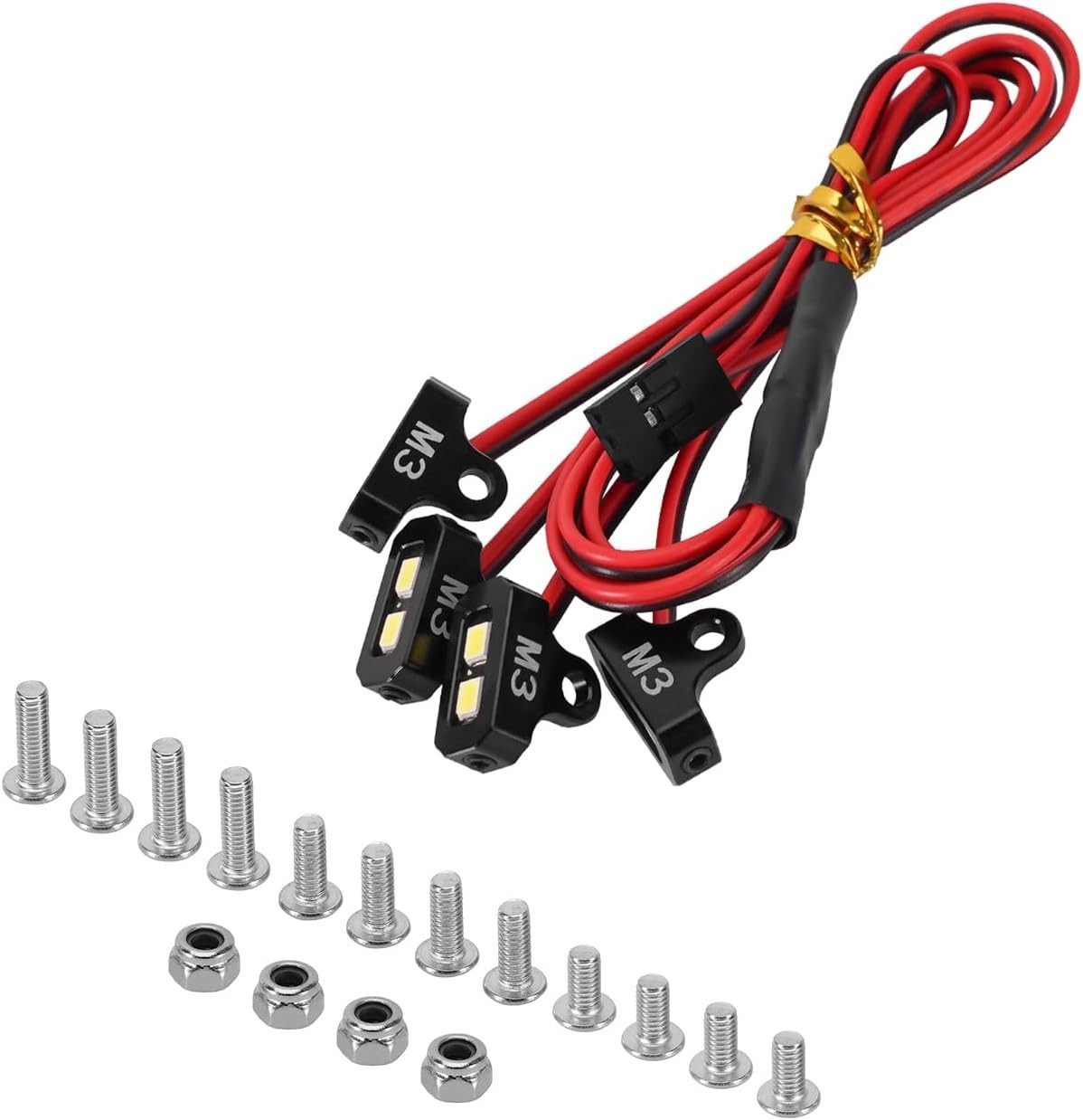INJORA 4LED Rock Lights Kit for SCX10 TRX4 1/10 RC Crawler Small, White, Red