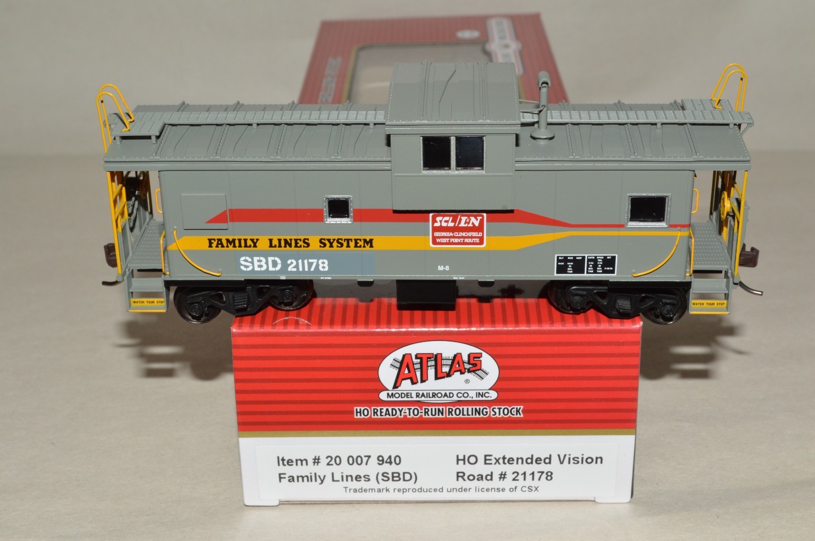 HO Atlas Master Seaboard Family Lines extended vision caboose car train 21178