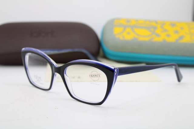 NEW JEAN LAFONT PARIS GRACIEUSE 3159 BLACK BLUE AUTHENTIC EYEGLASSES 53-16